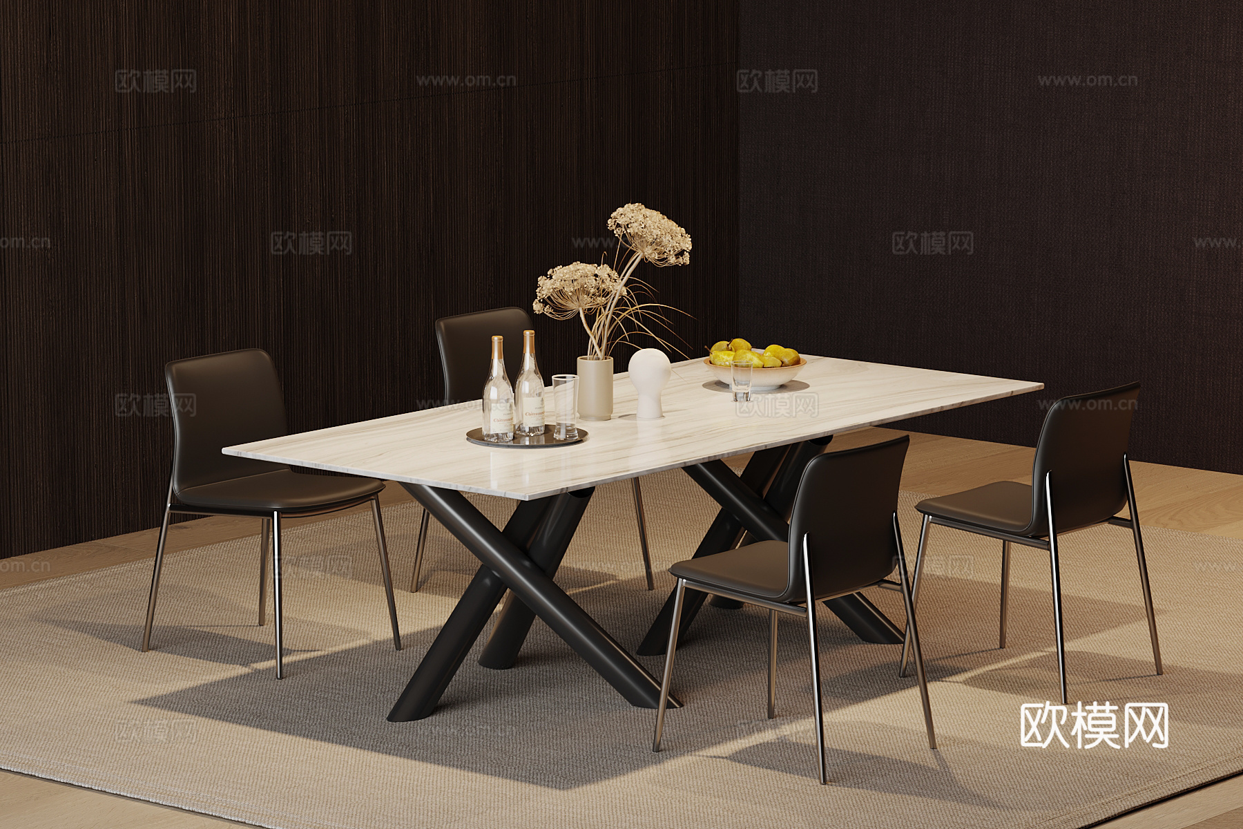 现代餐桌椅su模型