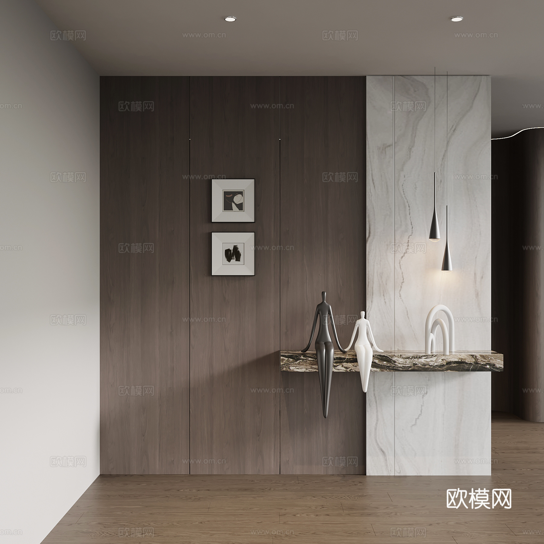 意式玄关 入户装饰隔断su模型