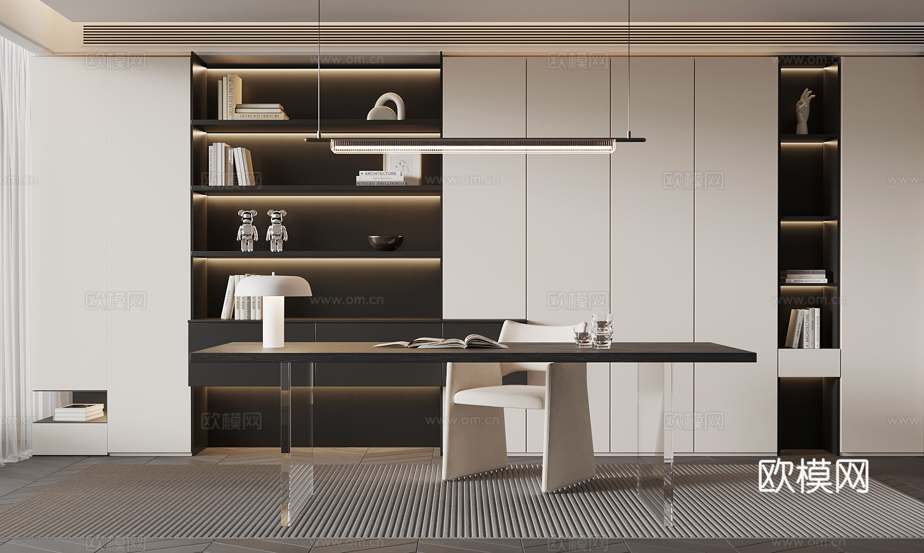 意式书房su模型