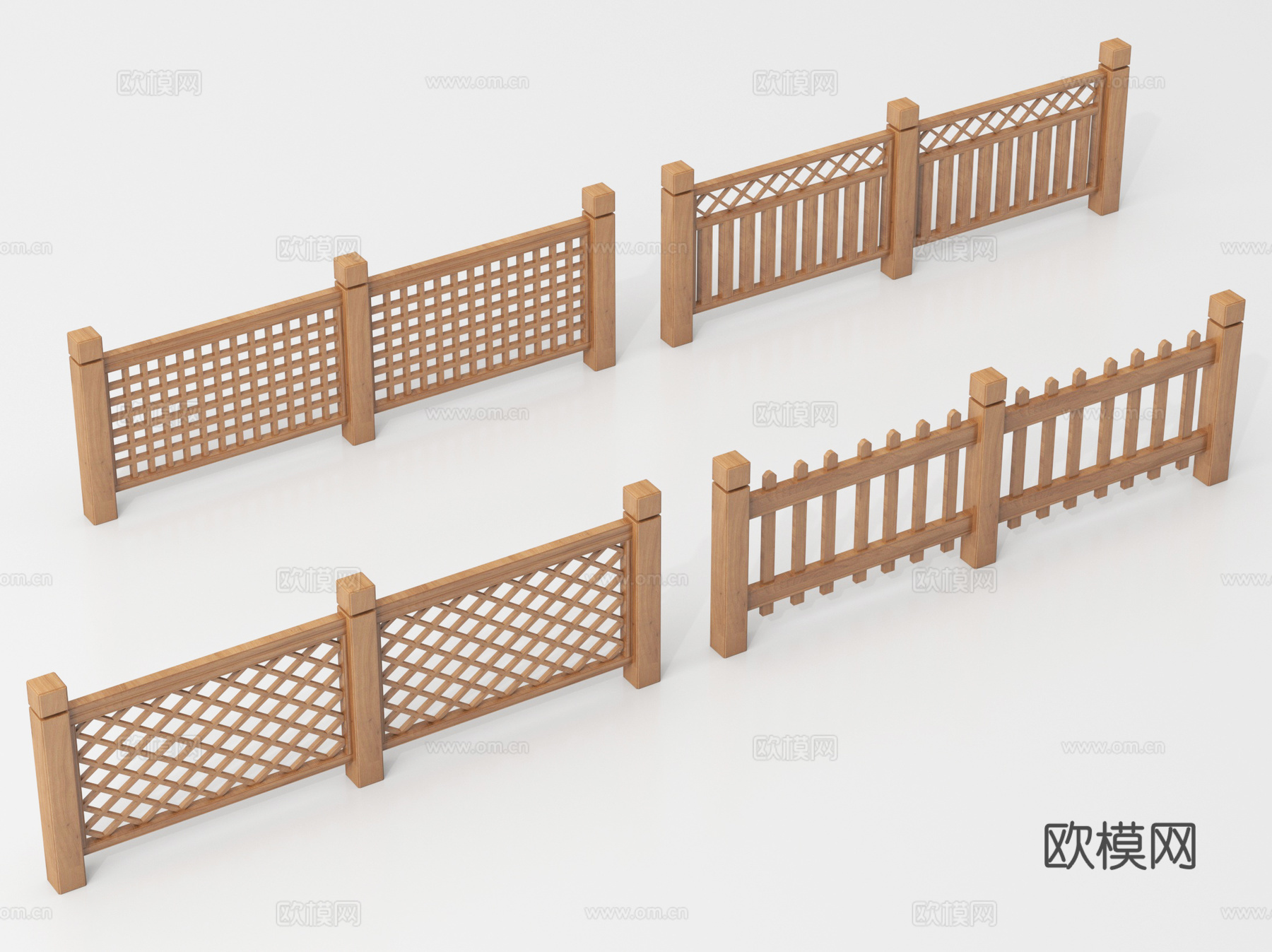 现代栅栏 木栅栏 篱笆 围栏护栏 栏杆su模型