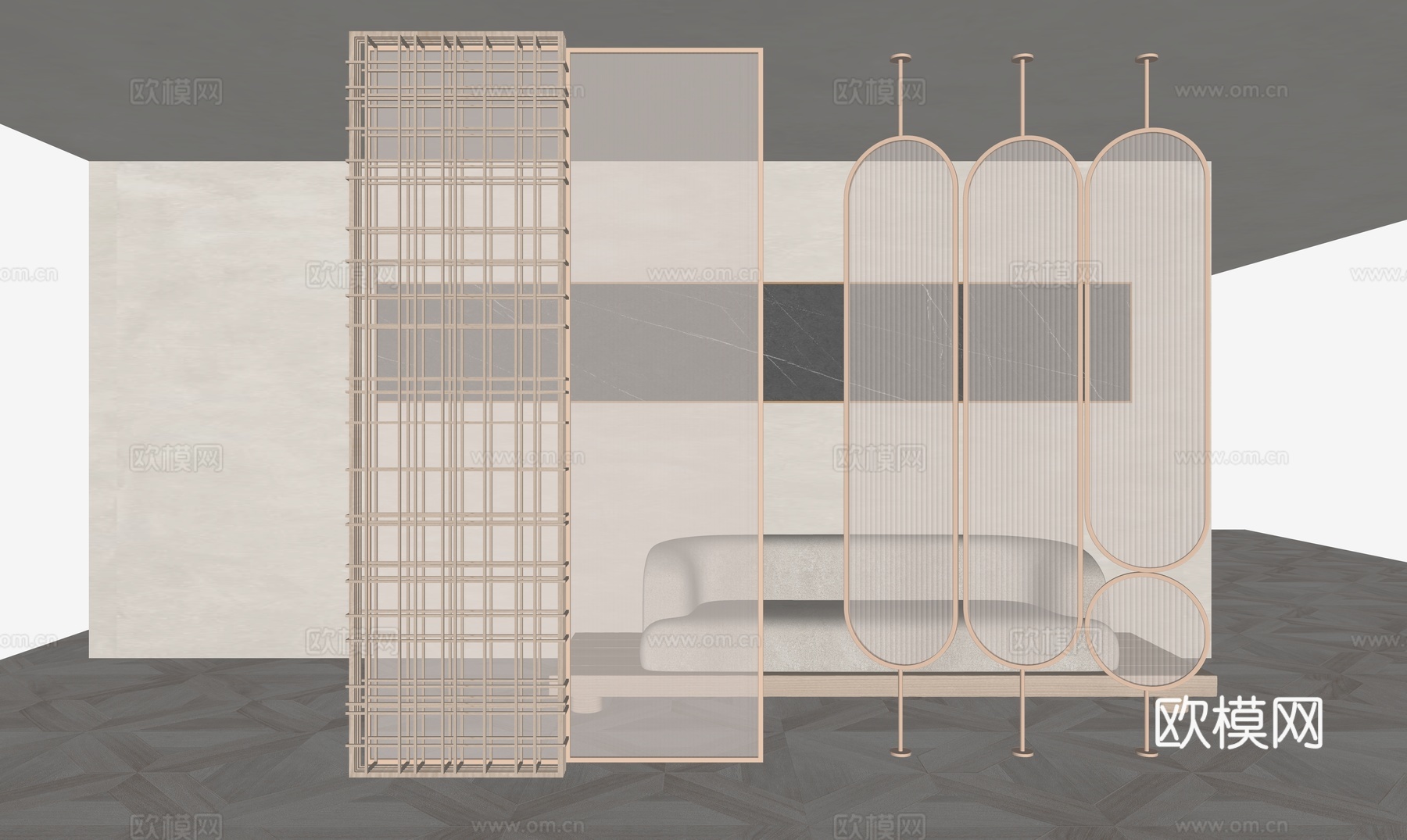 现代轻奢屏风su模型