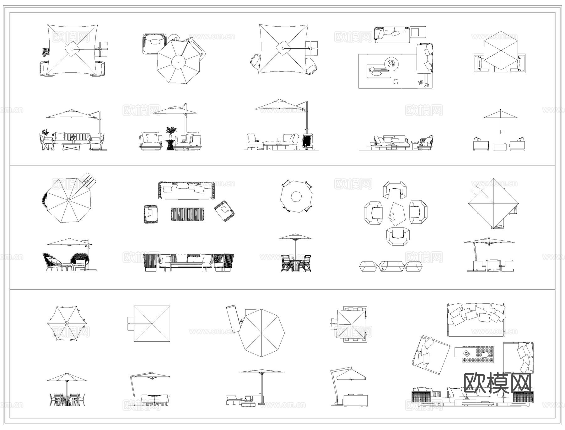 户外庭院桌椅CADcad施工图