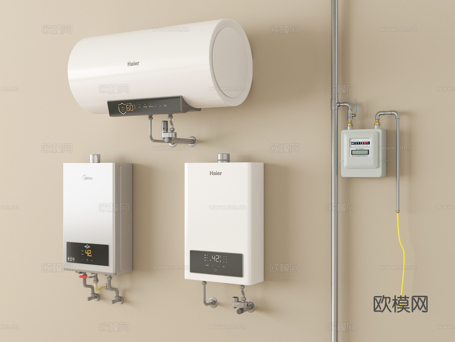 现代热水器 燃气热水器 电热水器su模型