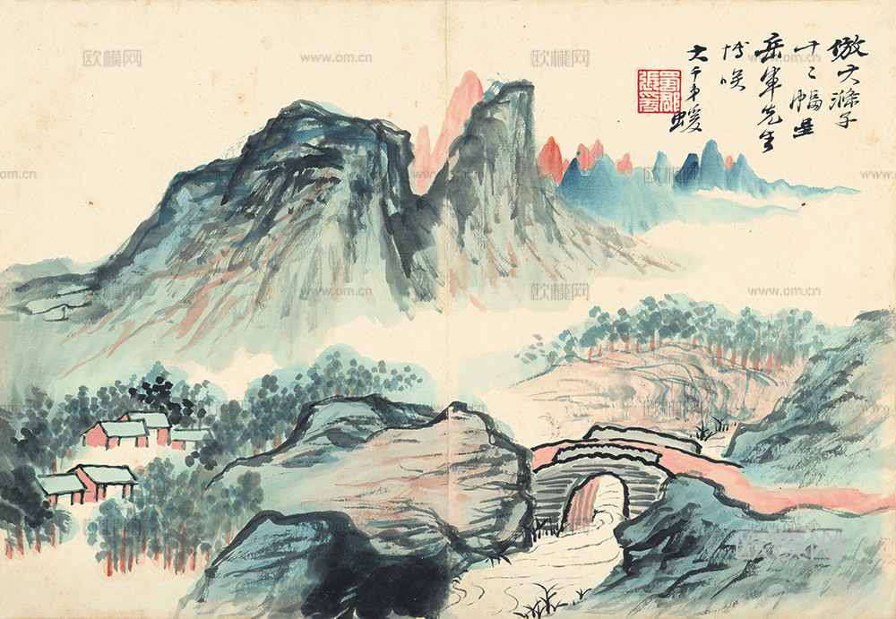 张大千绘画作品，中国近现代水墨画，写意水墨画25