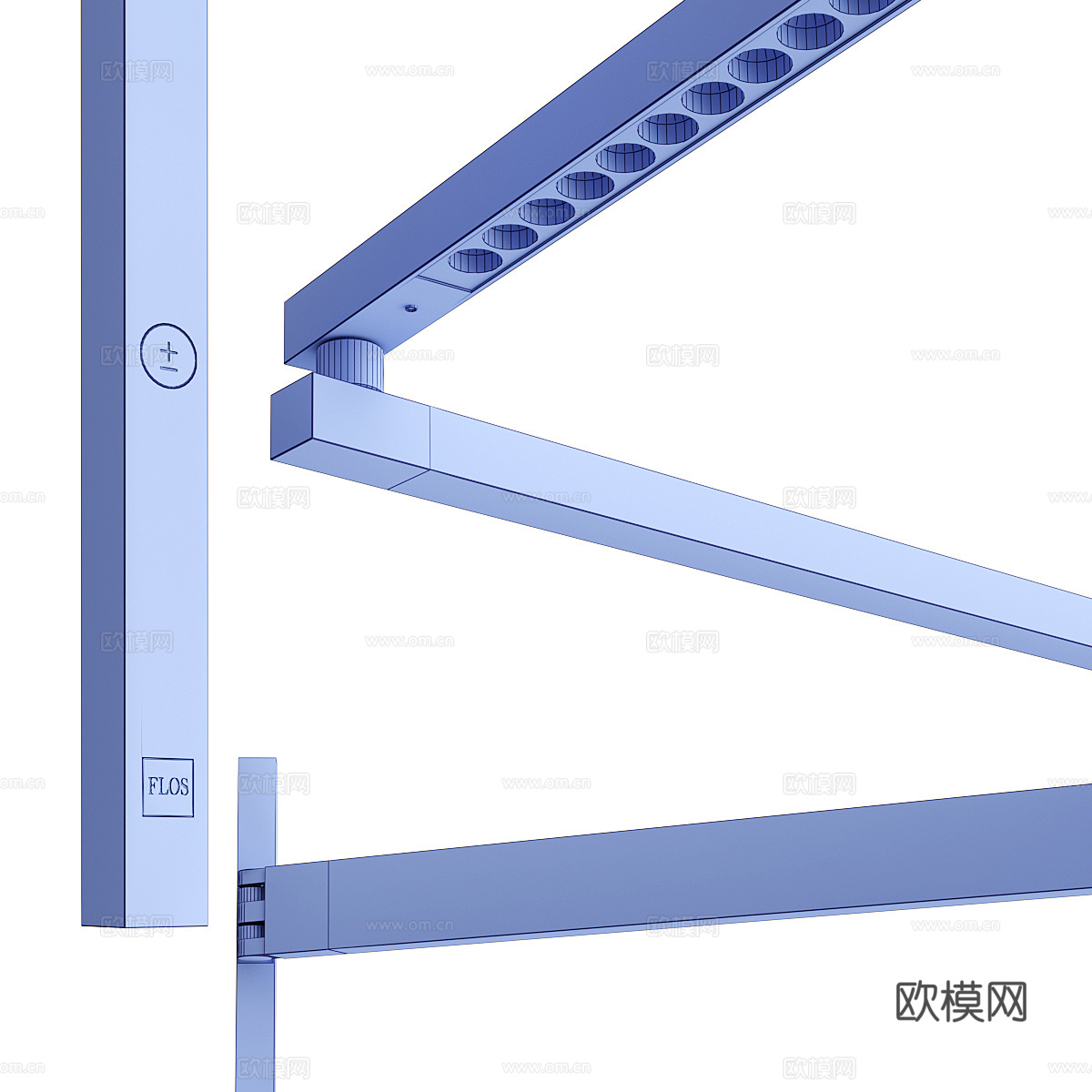 现代极简长条金属装饰壁灯3d模型下载（渲染图3）
