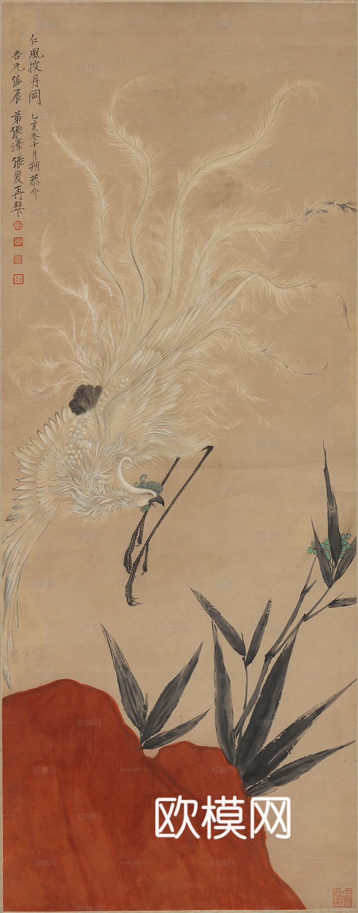 张大千绘画作品，中国近现代水墨画，写意水墨画张善孖 仁风披丹