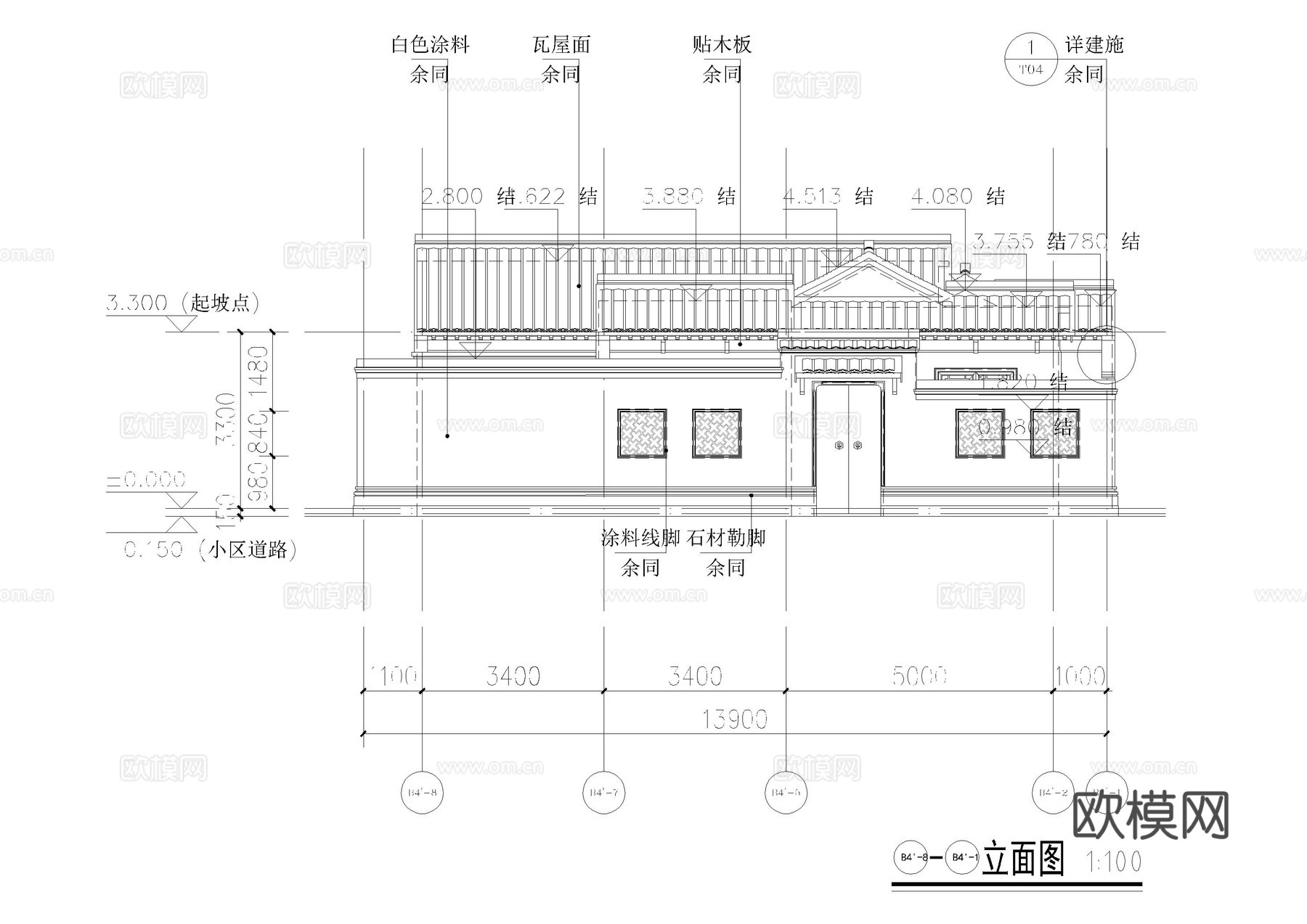 单体民宿建筑施工图cad施工图