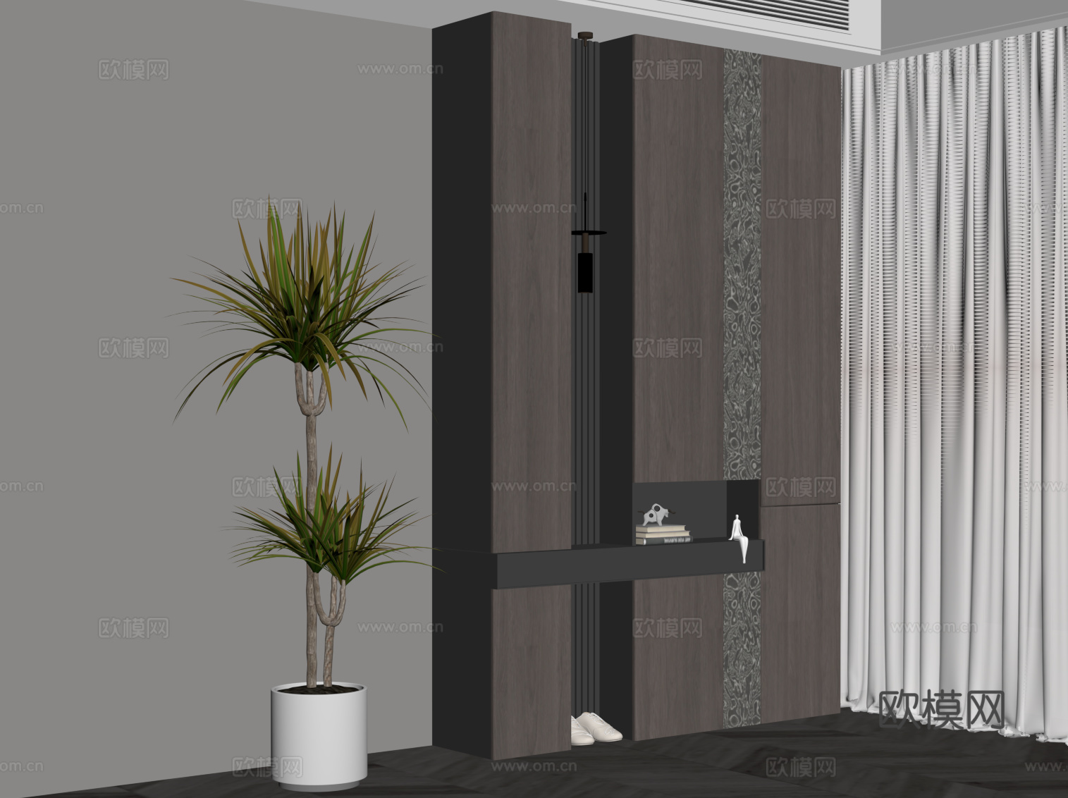 现代意式鞋柜 玄关柜su模型