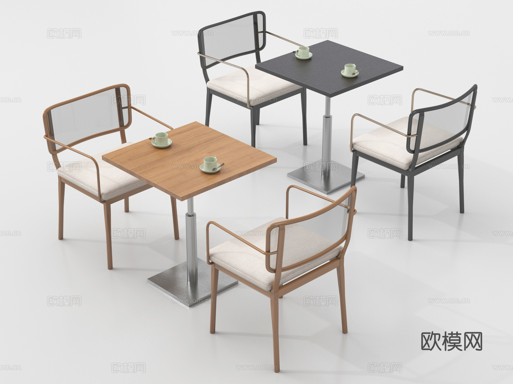现代洽谈桌椅 休闲桌椅su模型