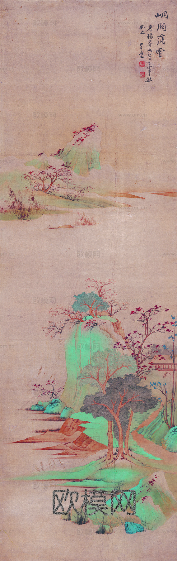张大千绘画作品，中国近现代水墨画，写意水墨画峒关蒲雪下载