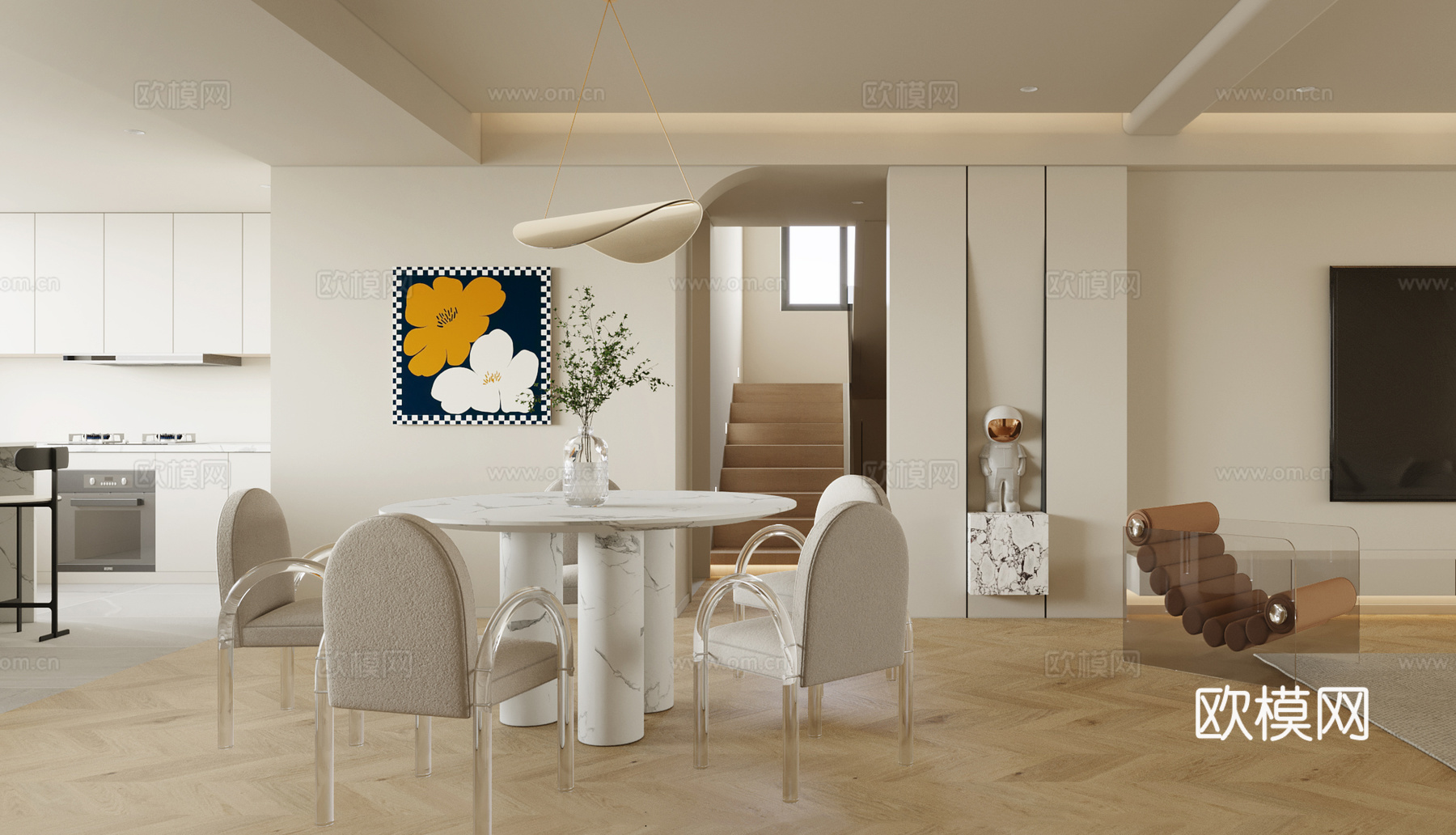 奶油风极简家装cad施工图