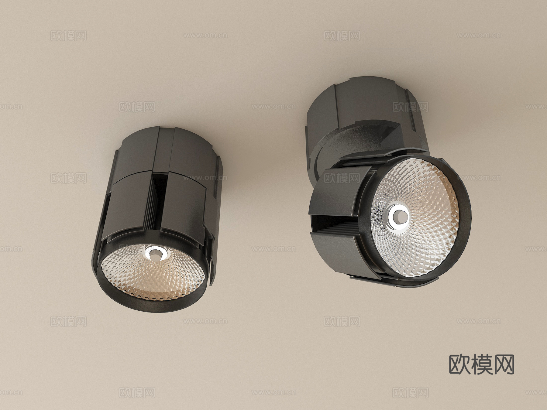 现代筒灯射灯 明装筒灯 转向式su模型