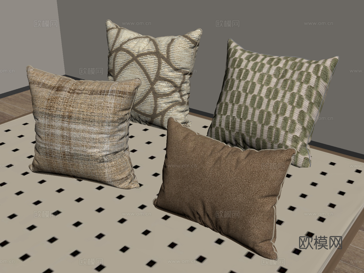 现代抱枕 布艺软装 抱枕组合 沙发抱枕 靠枕su模型
