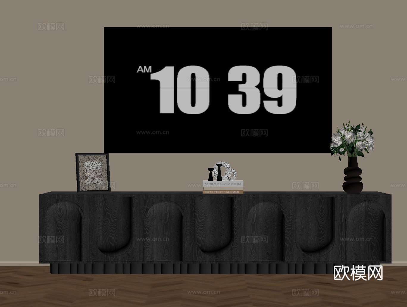 法式电视柜 矮柜su模型下载（渲染图2）