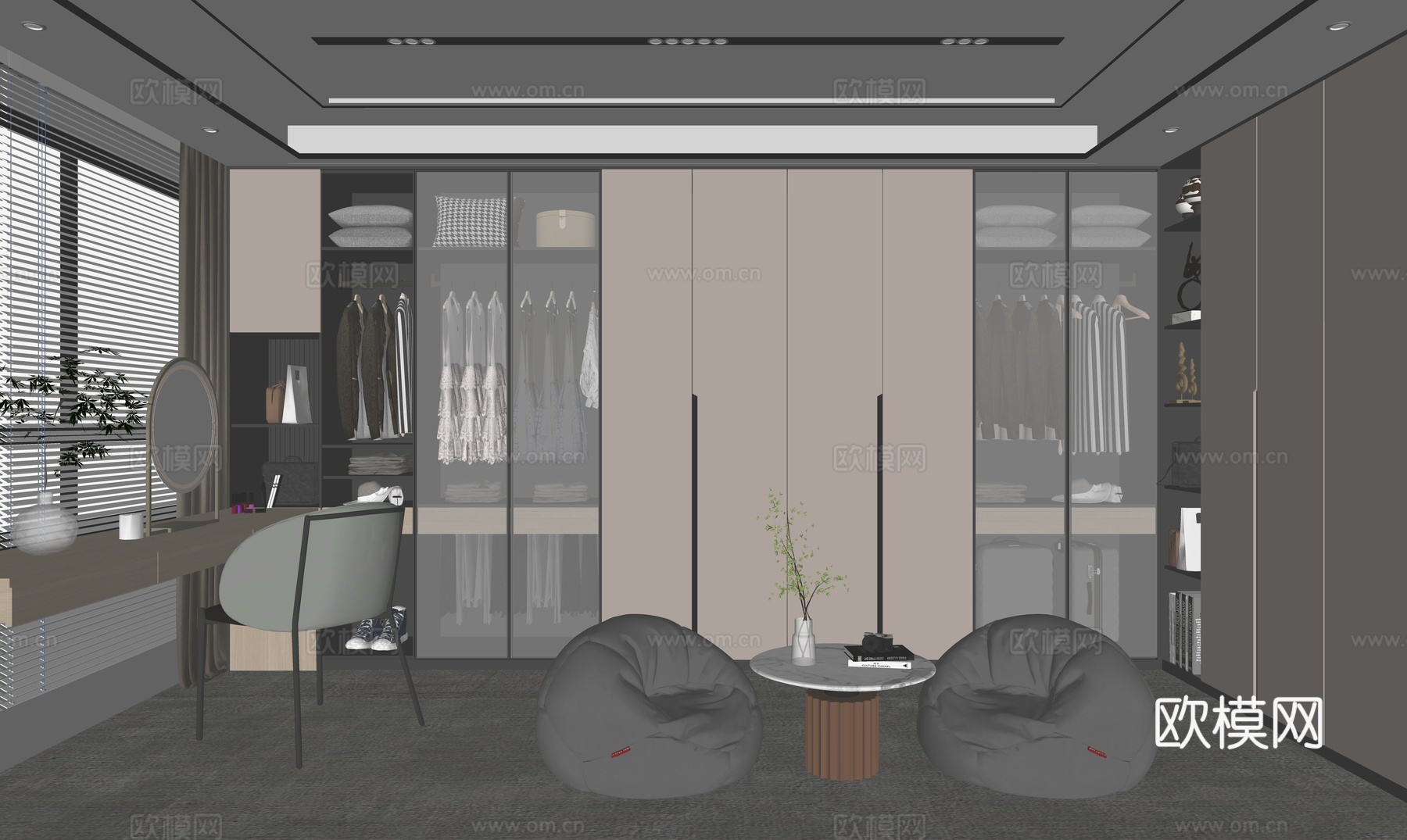 现代衣帽间su模型