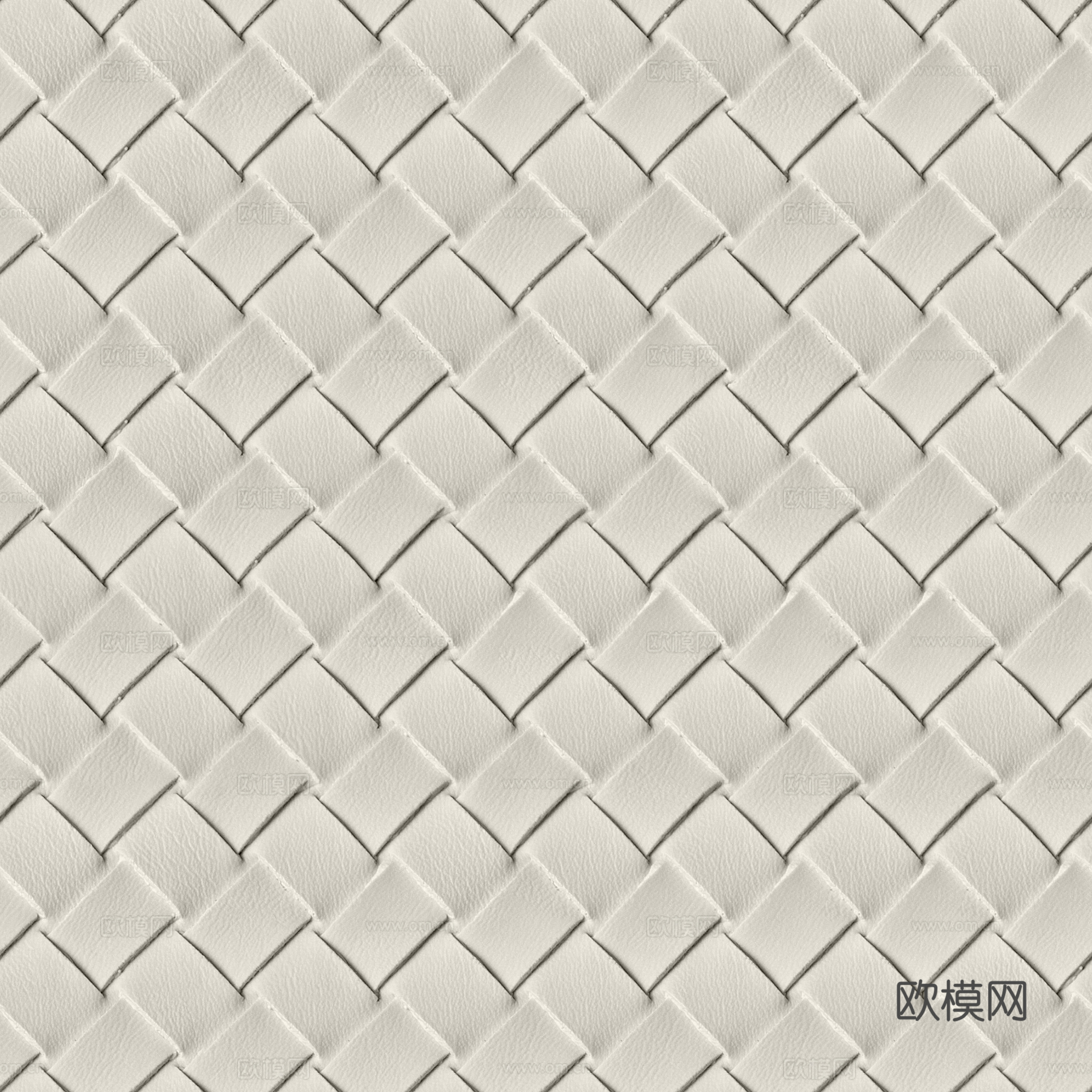 现代法式编织皮 无缝米白编制皮革贴图