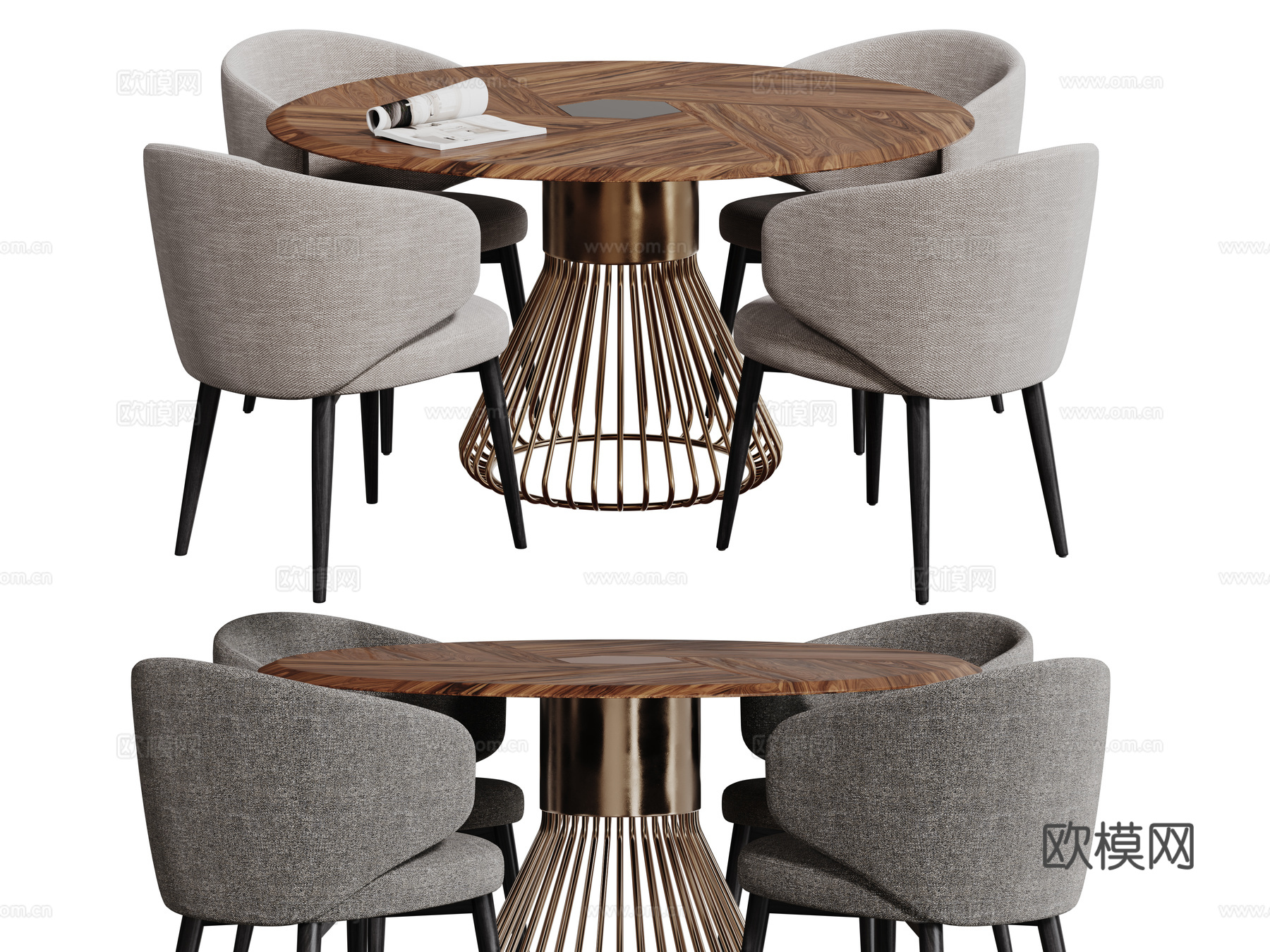 现代轻奢桌椅组合 餐桌组合 洽谈桌椅 圆桌 休闲桌椅su模型