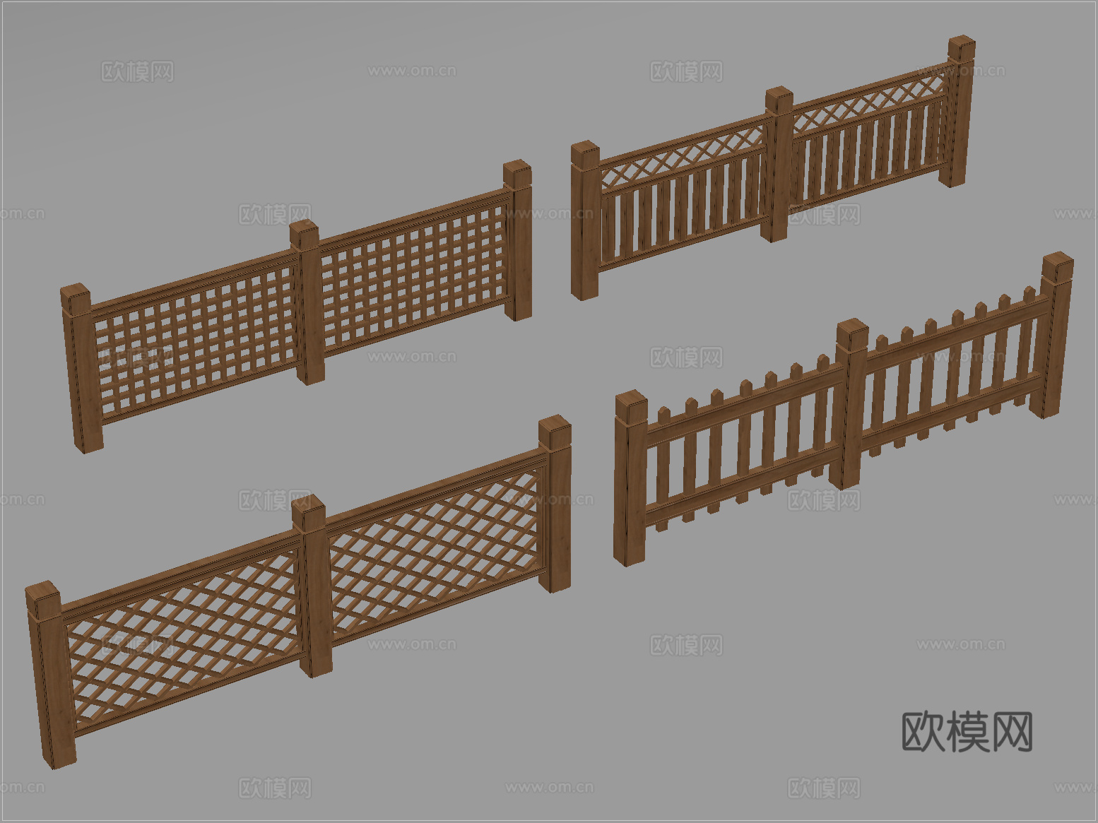 现代栅栏 木栅栏 篱笆 围栏护栏 栏杆su模型