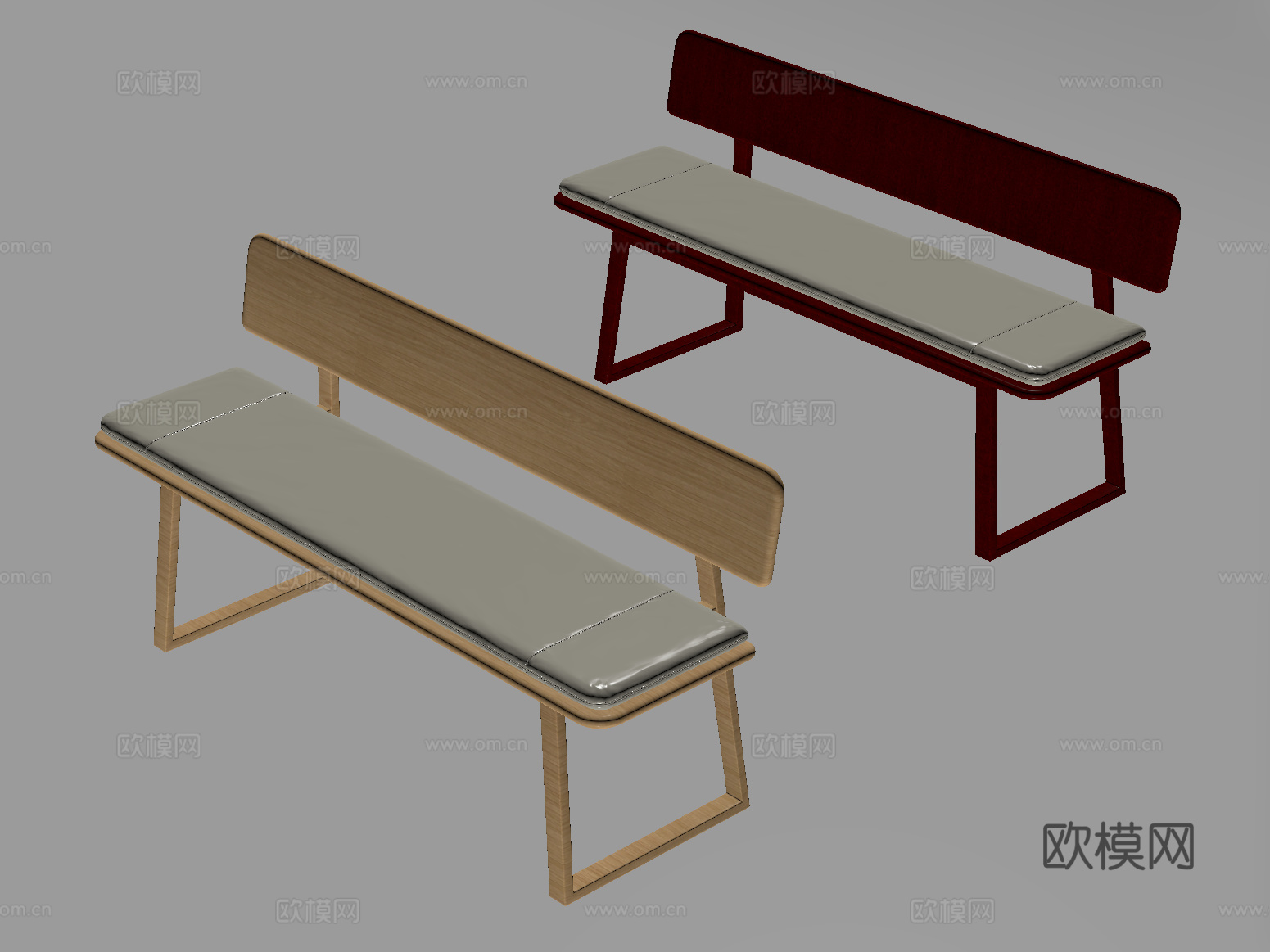 现代公共座椅 休闲长椅su模型