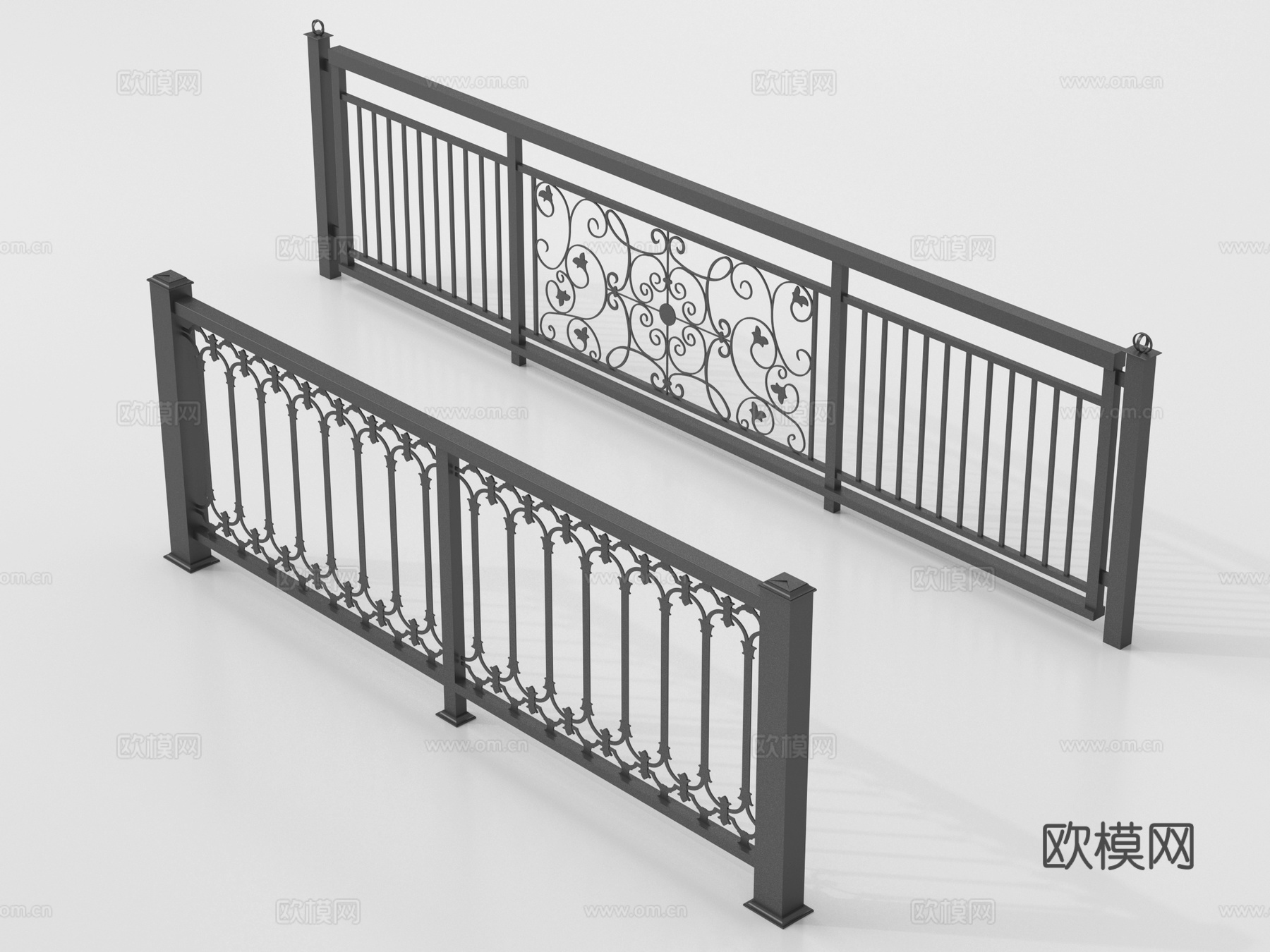 现代铁艺栏杆 护栏 围栏 防护栏 栏杆su模型