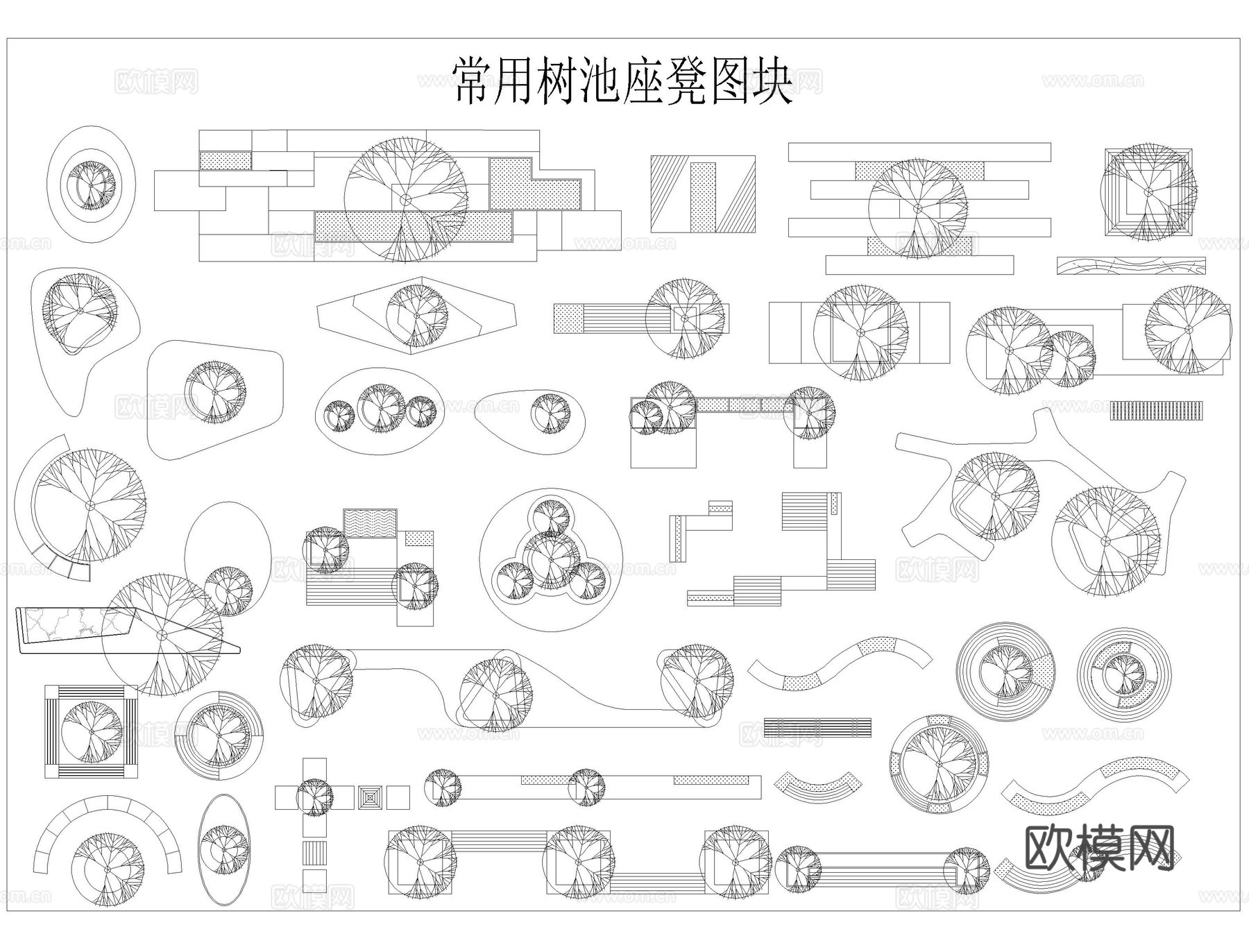 树池坐凳平面CADcad施工图