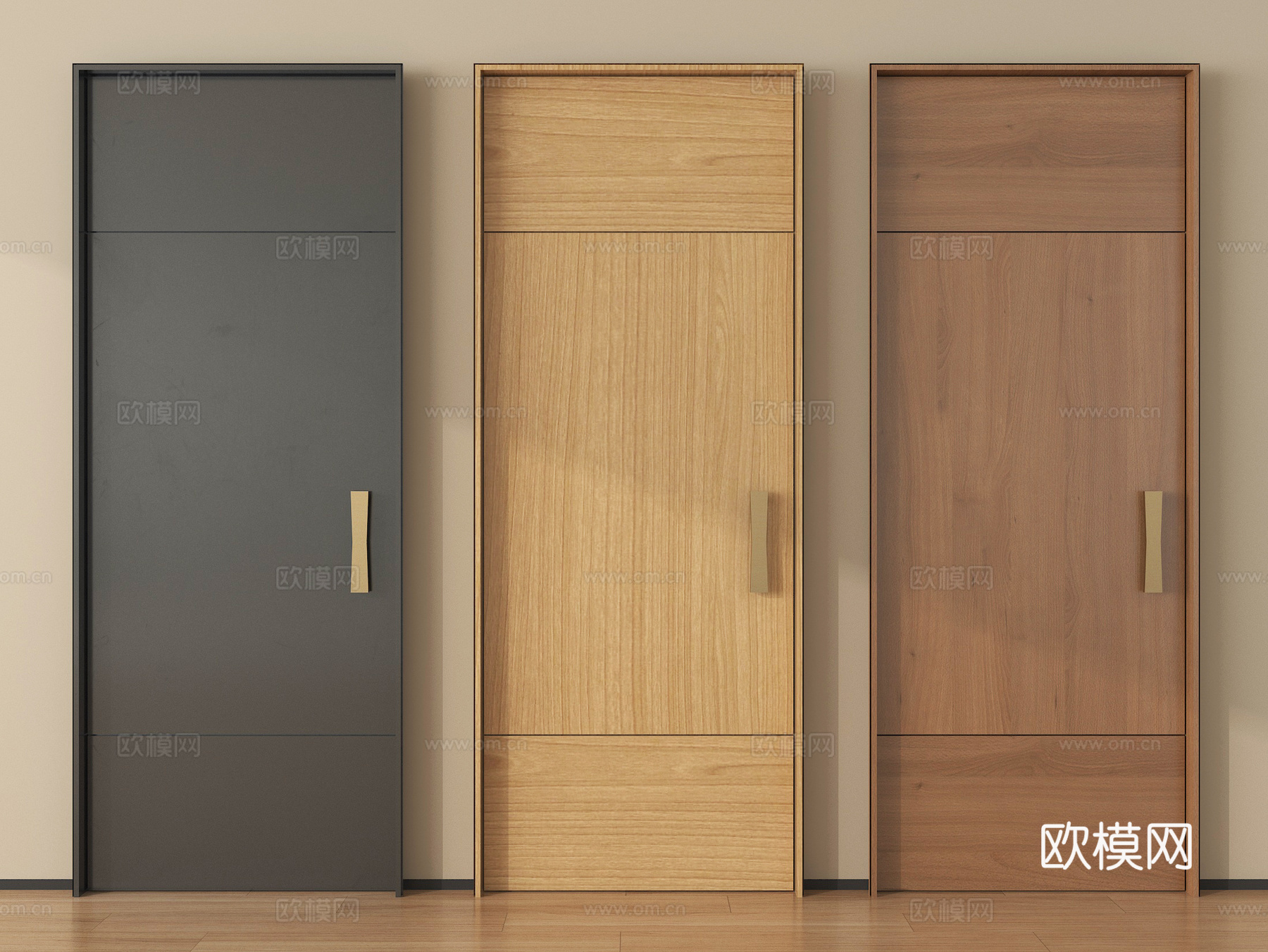 中古风单开门 卧室门 平开门 木门su模型