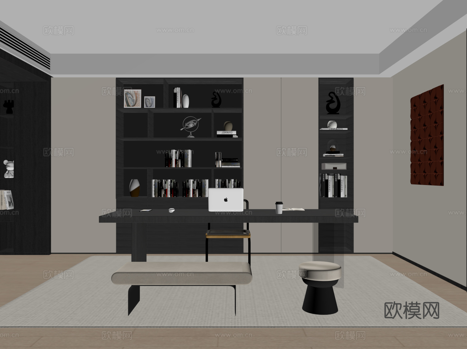 现代书房su模型