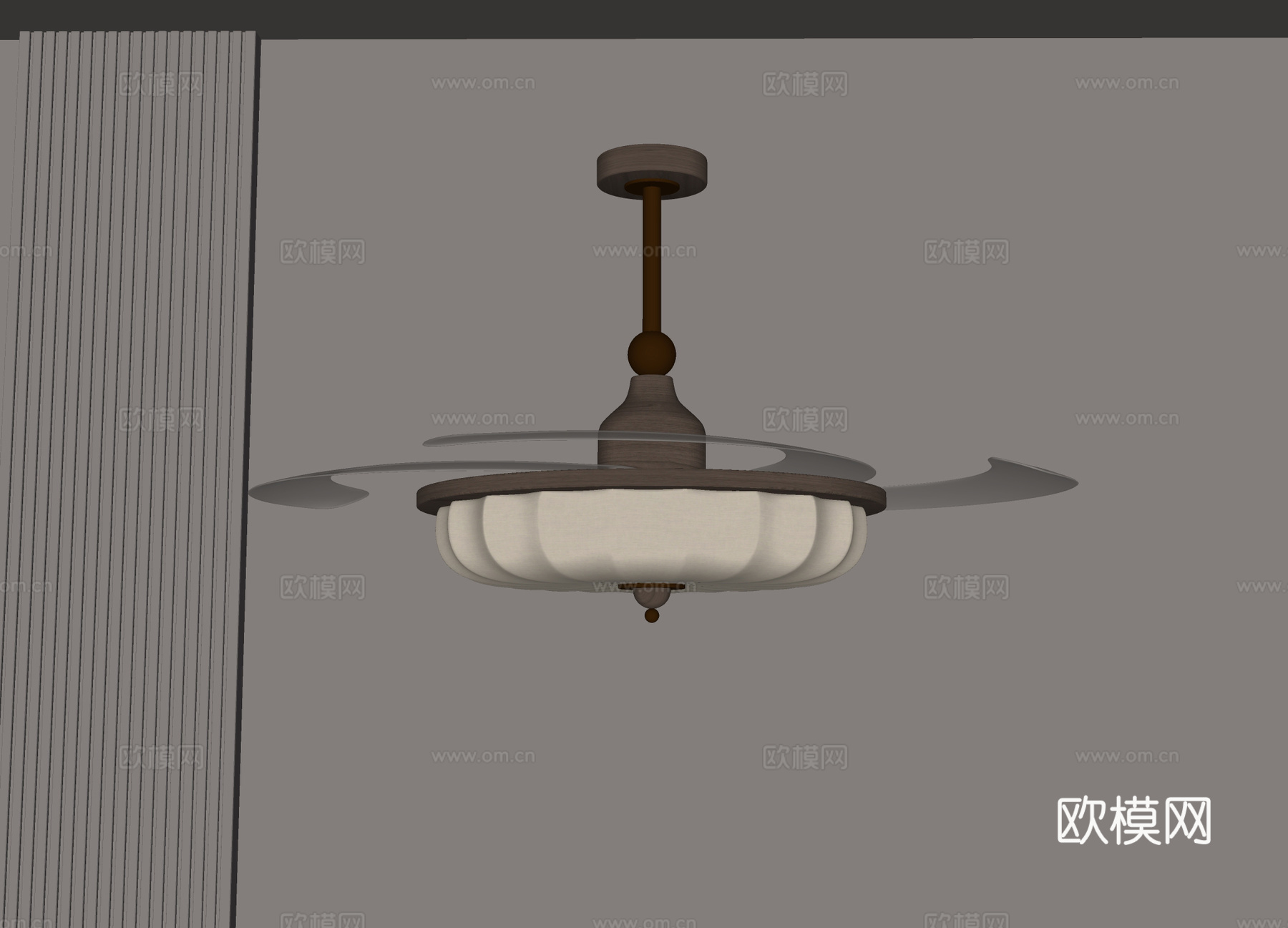 中古风吊扇灯su模型