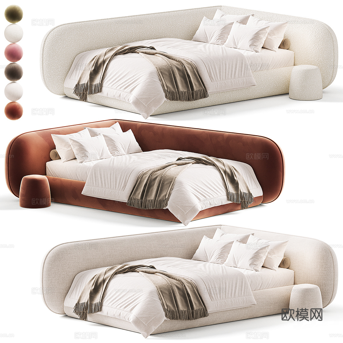 现代奶油风儿童布艺沙发床3d模型下载（渲染图5）