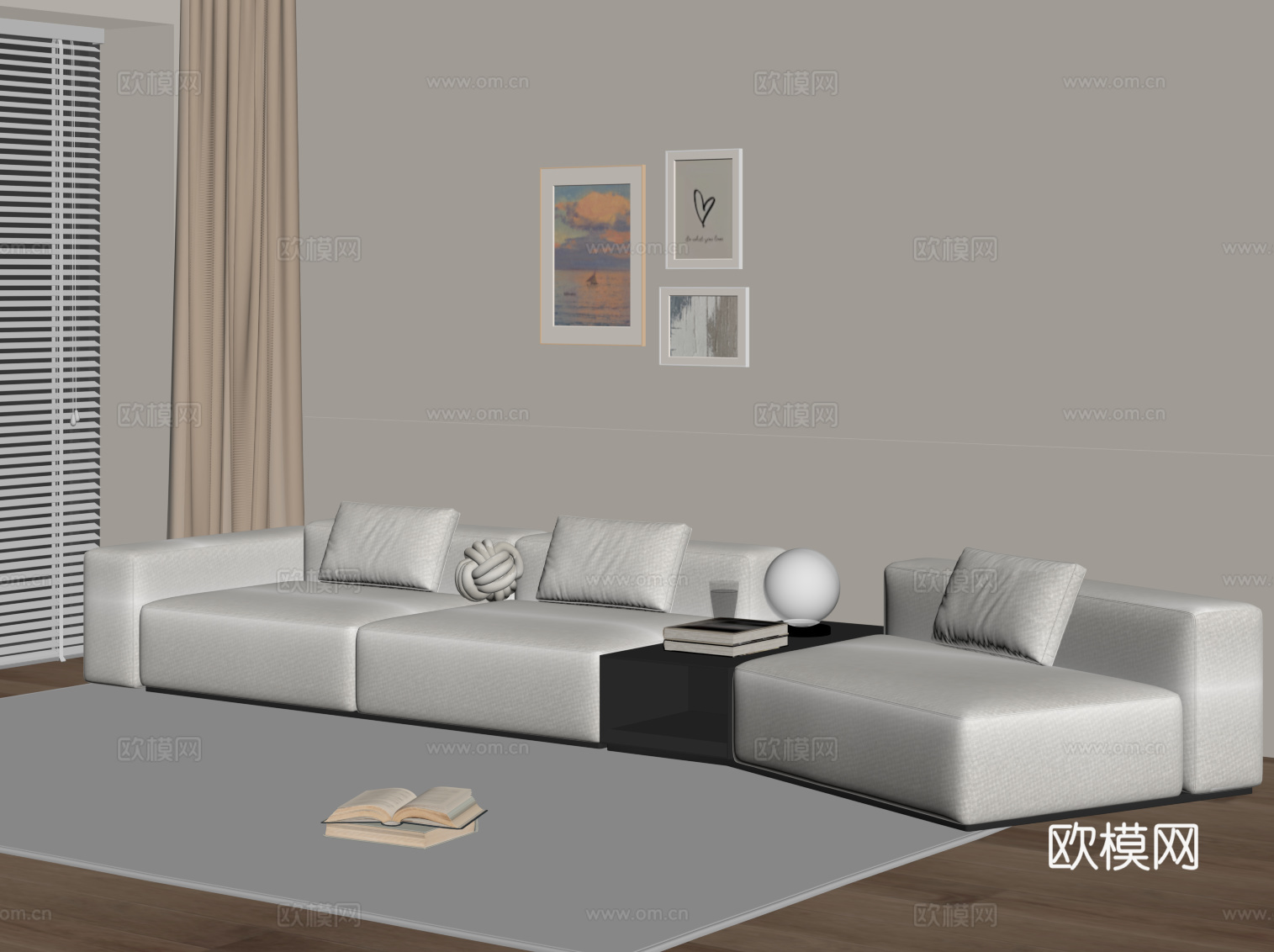 现代多人沙发 休闲沙发su模型