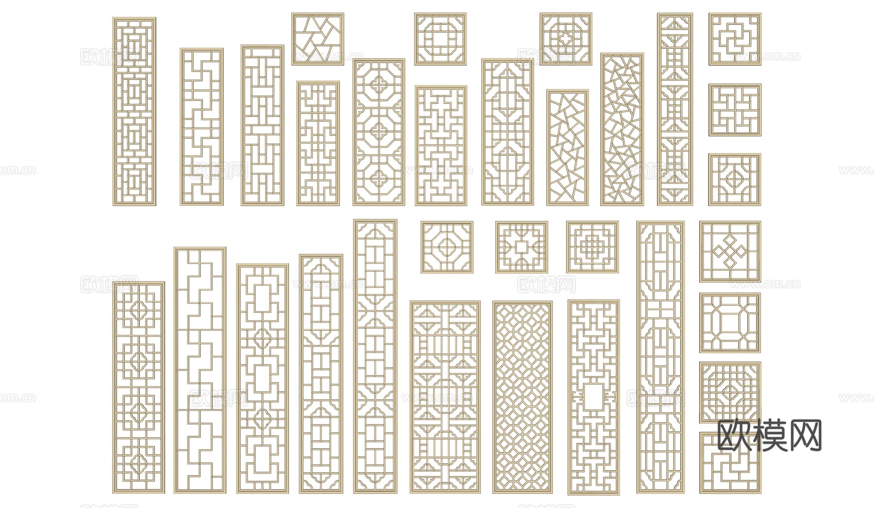 新中式屏风su模型