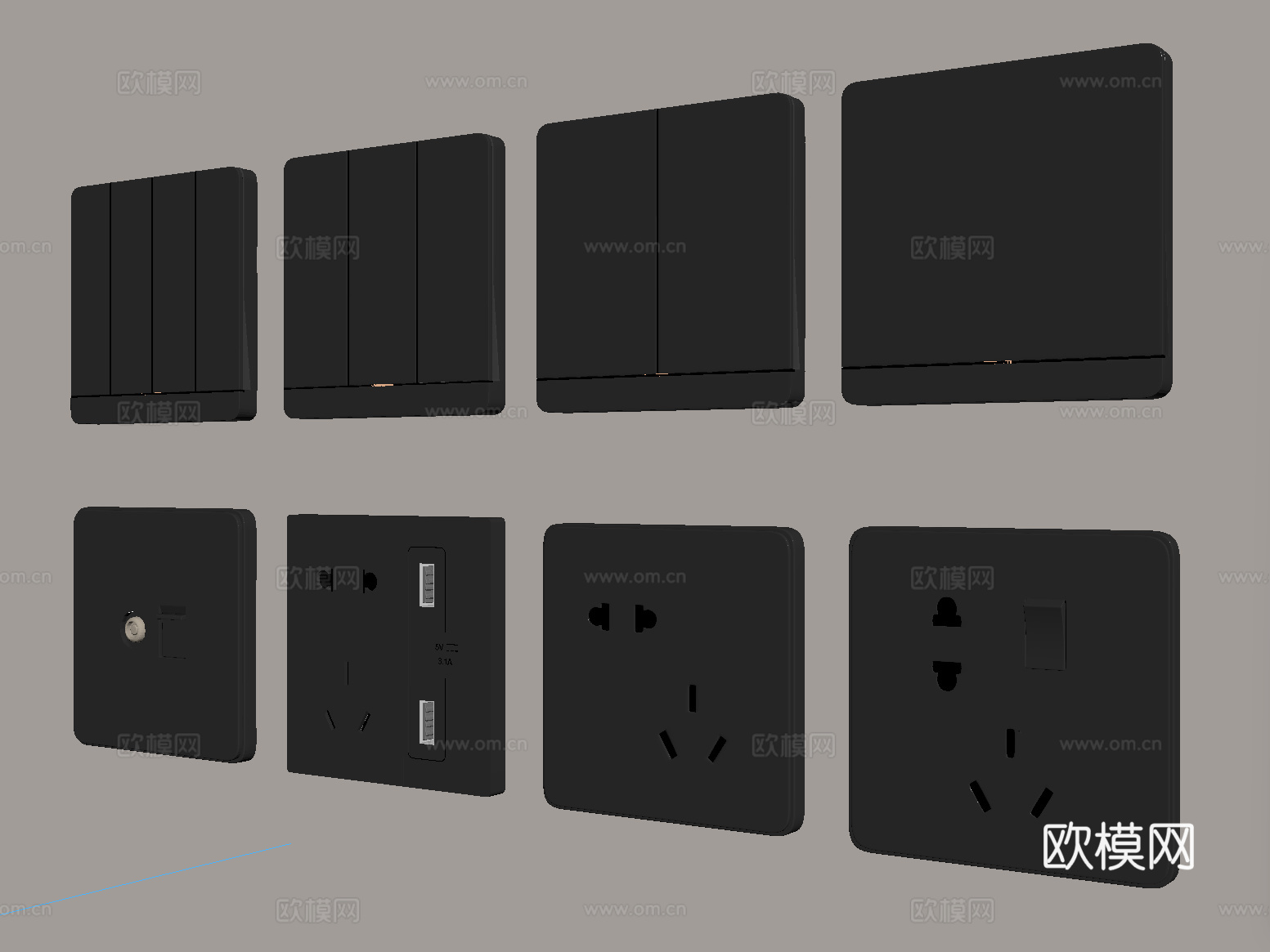 现代开关插座组合su模型