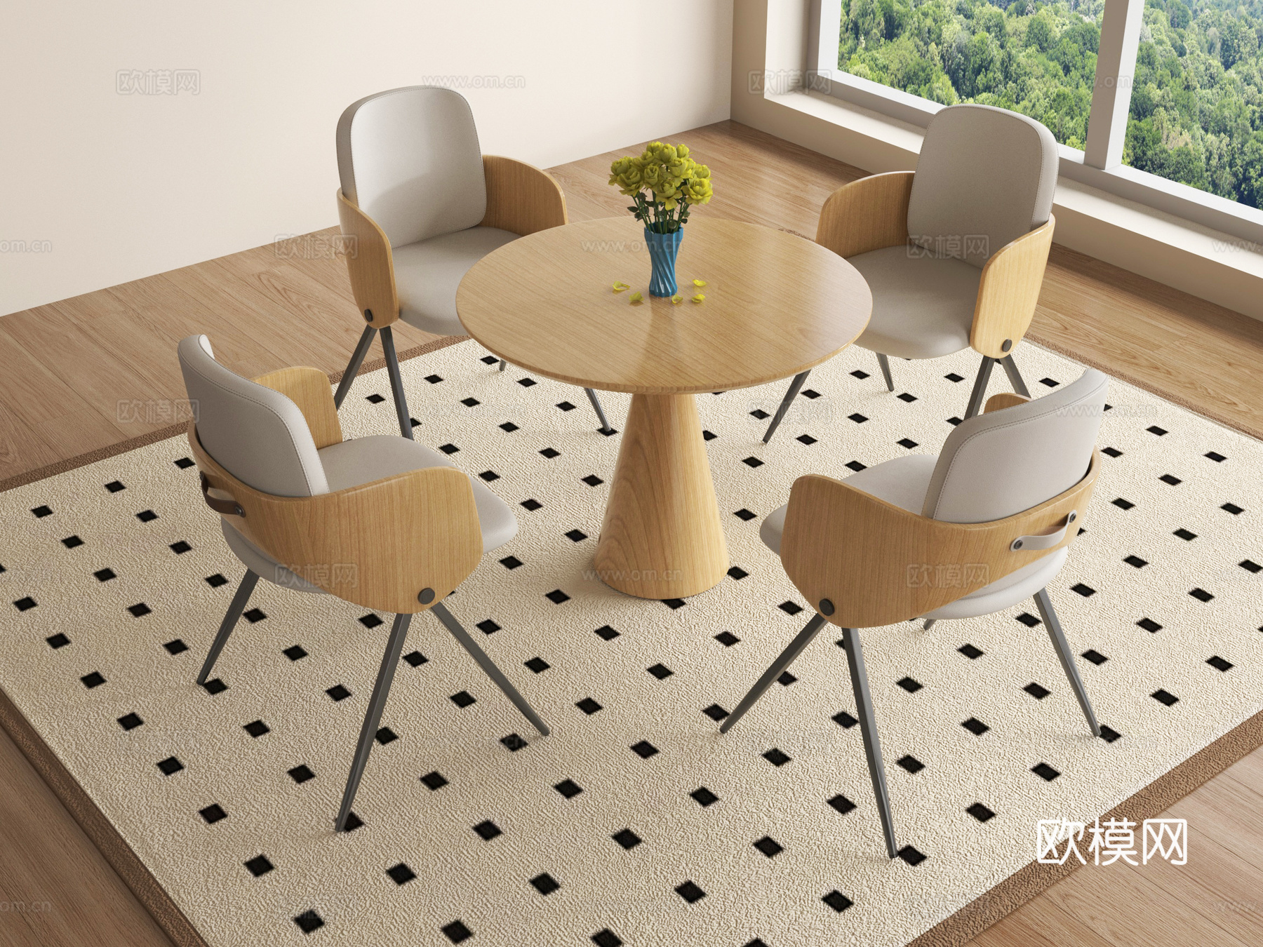 现代洽谈桌椅 休闲桌椅su模型