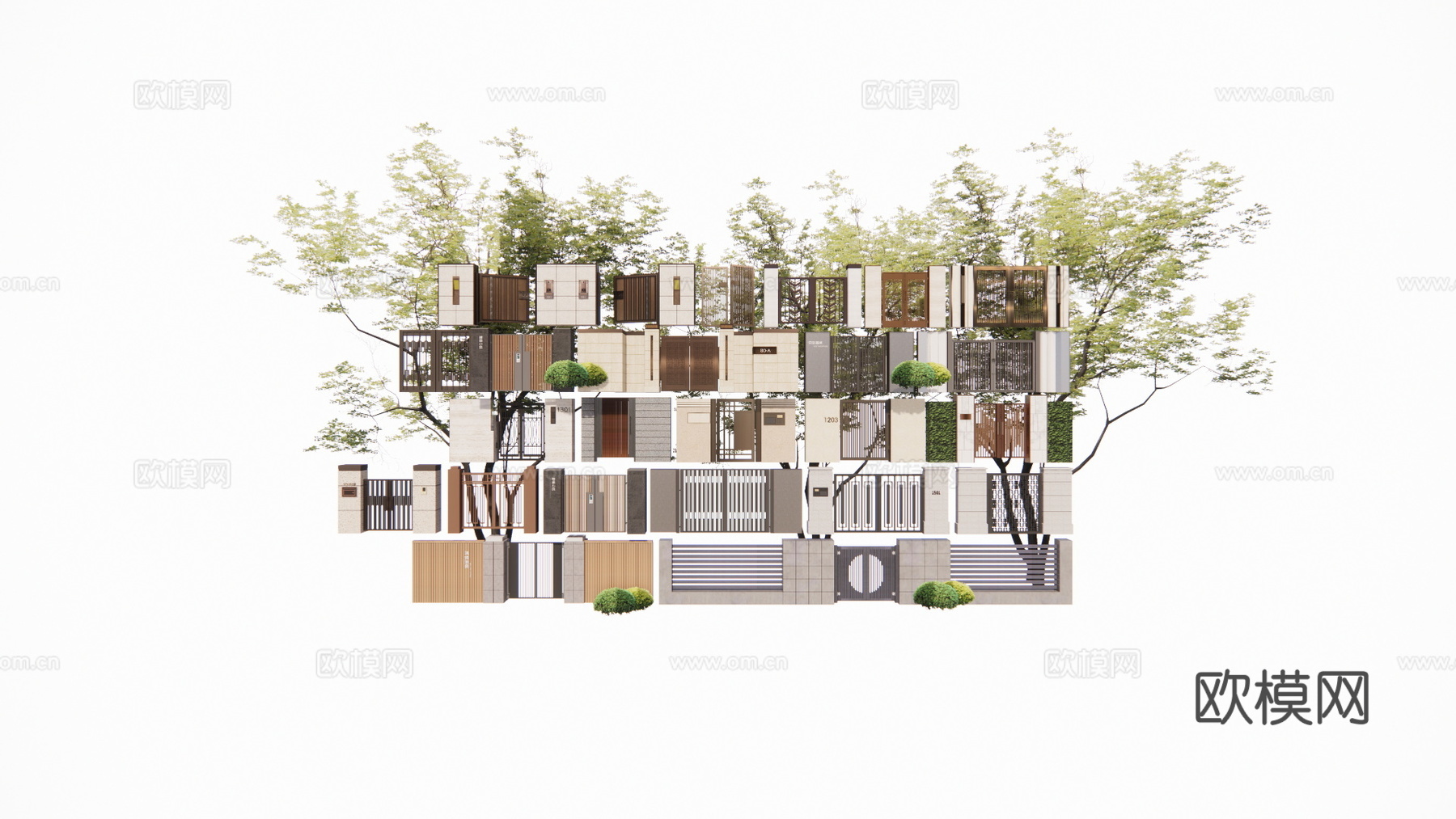 草坪灯 造景 水池 室内造景 庭院门 庭院灯 室内景观 露台su模型