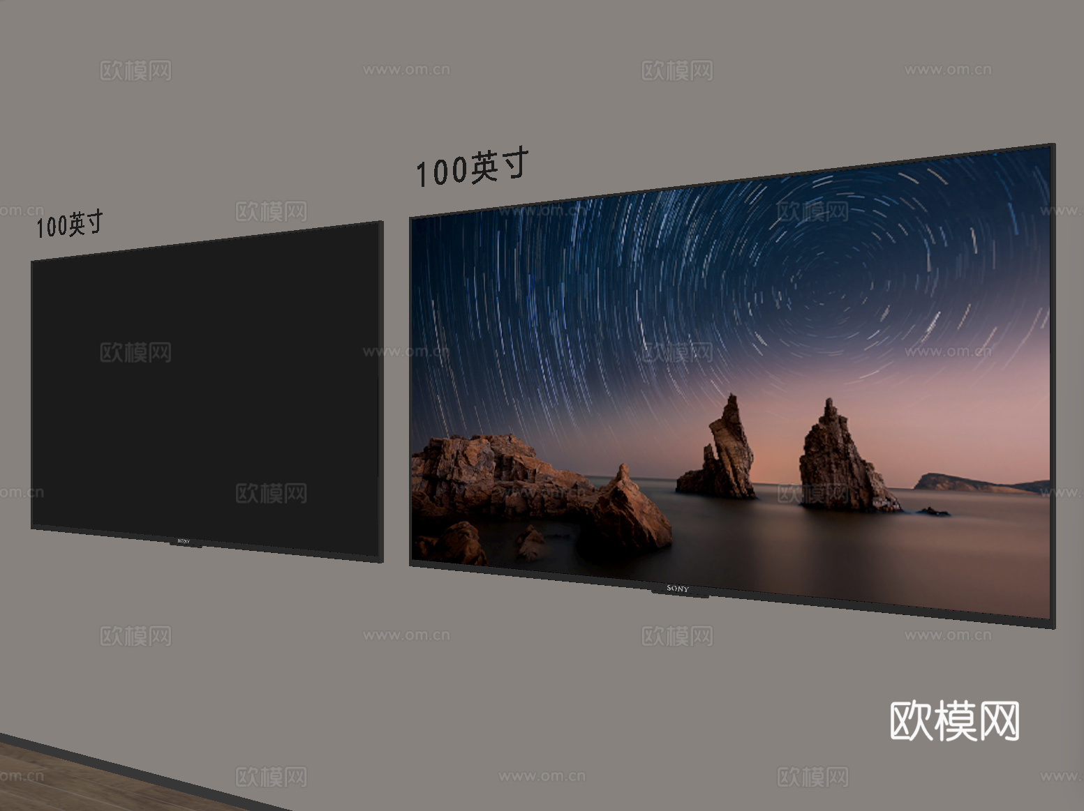 现代智能电视 壁挂电视 大屏电视su模型