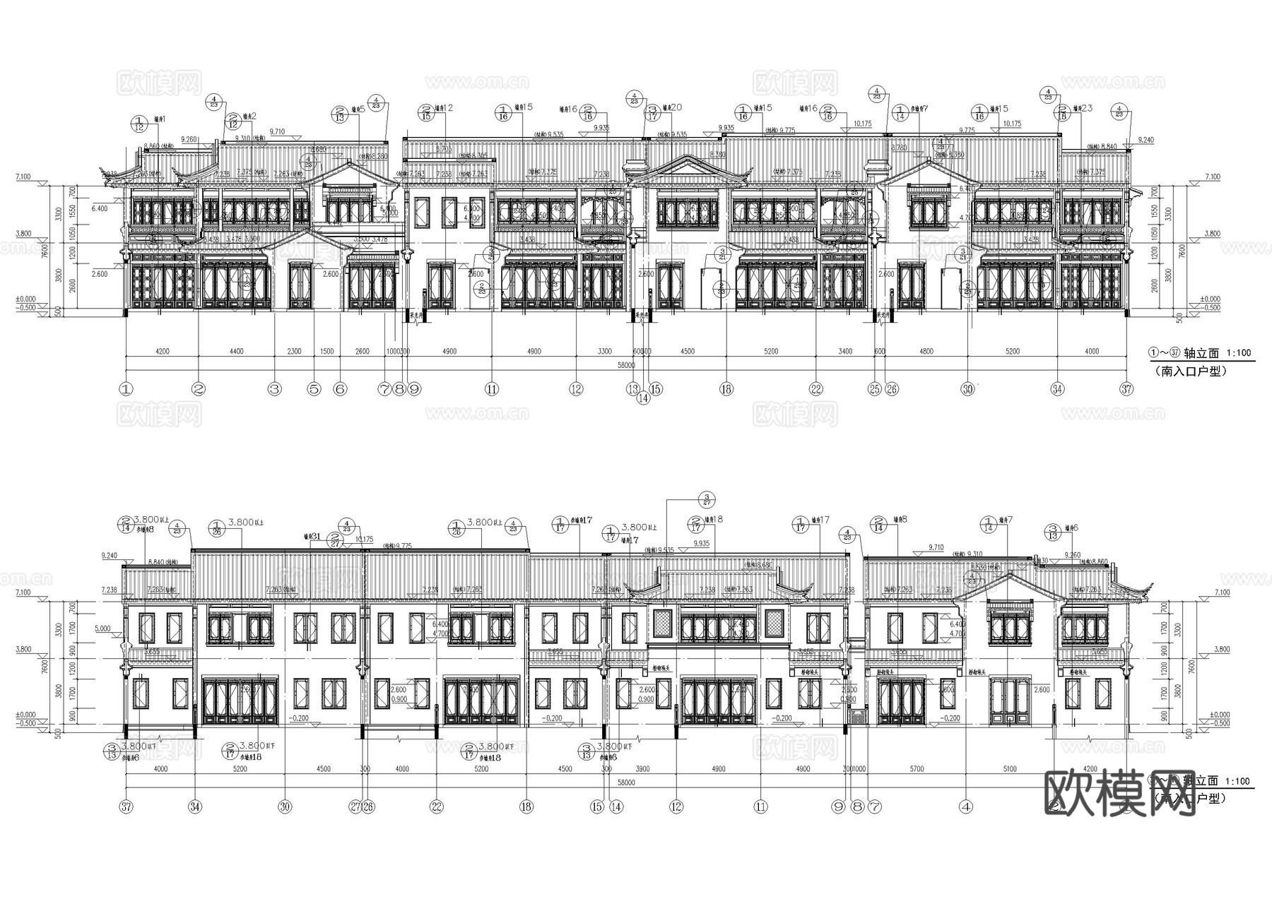 绿城苏州桃花源民宿建筑施工图cad施工图