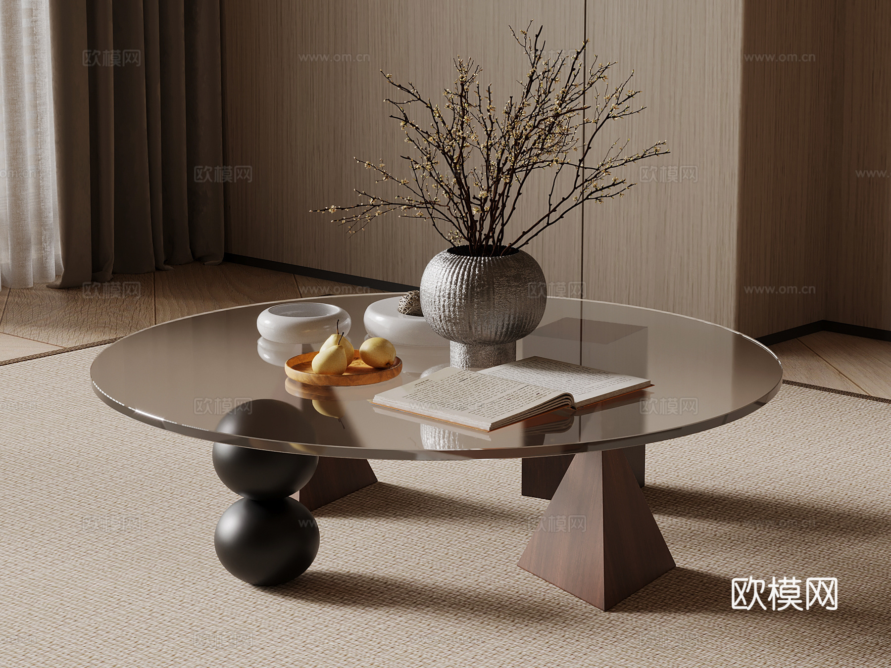 中古风茶几su模型