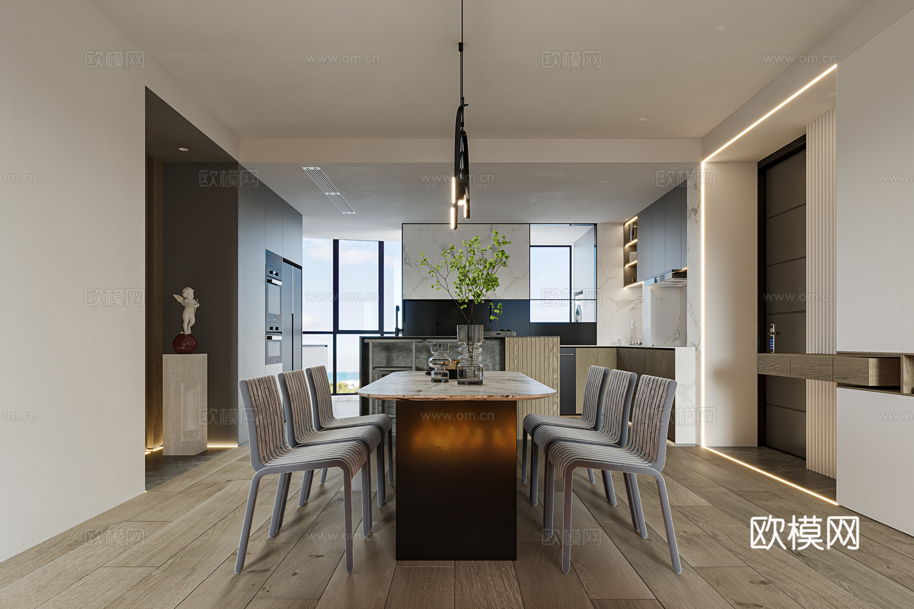 轻奢大平层 样板间 最新全套施工图 效果图合集cad施工图