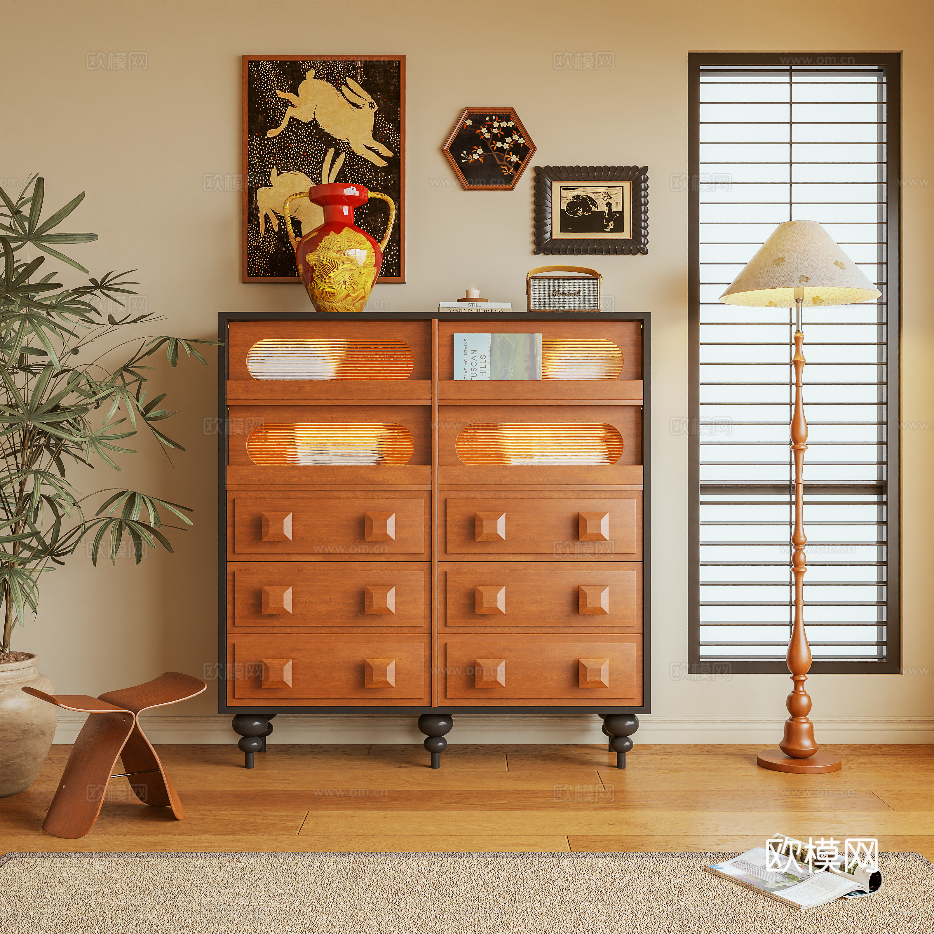 斗柜 玄关柜 储物柜 茶水柜 边柜 摆件3d模型下载