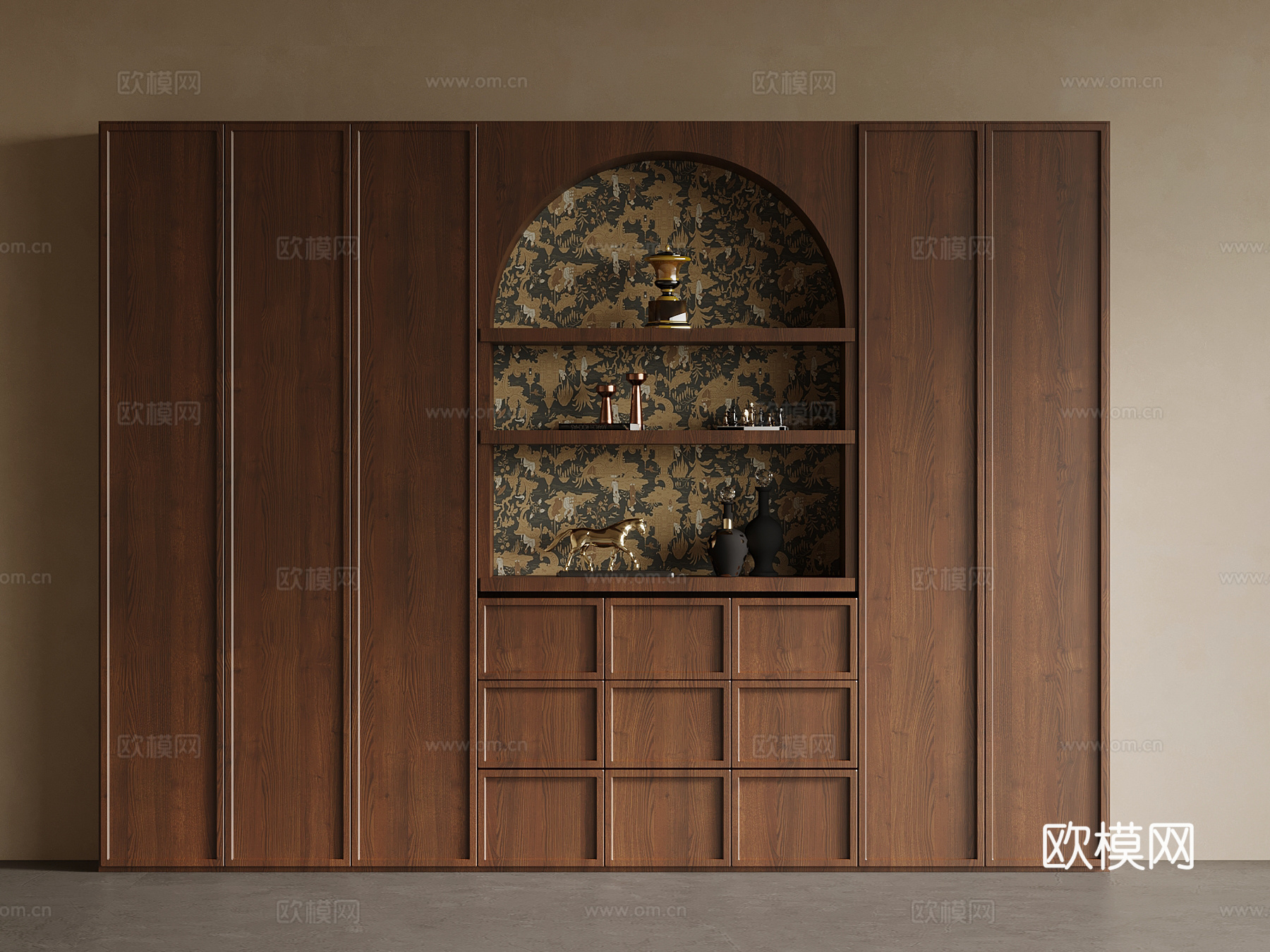 法式中古风书柜 置物柜su模型su模型