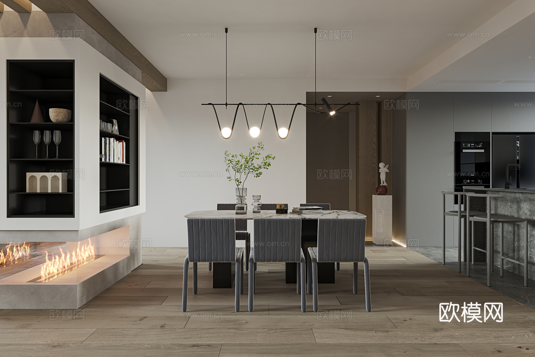 轻奢大平层 样板间 最新全套施工图 效果图合集cad施工图