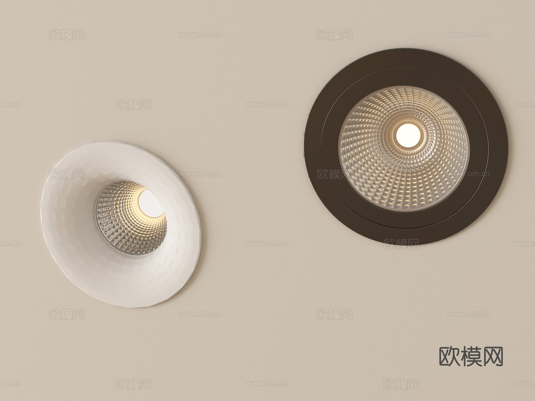 现代筒灯射灯 嵌入式射灯 牛角灯su模型下载（渲染图1）