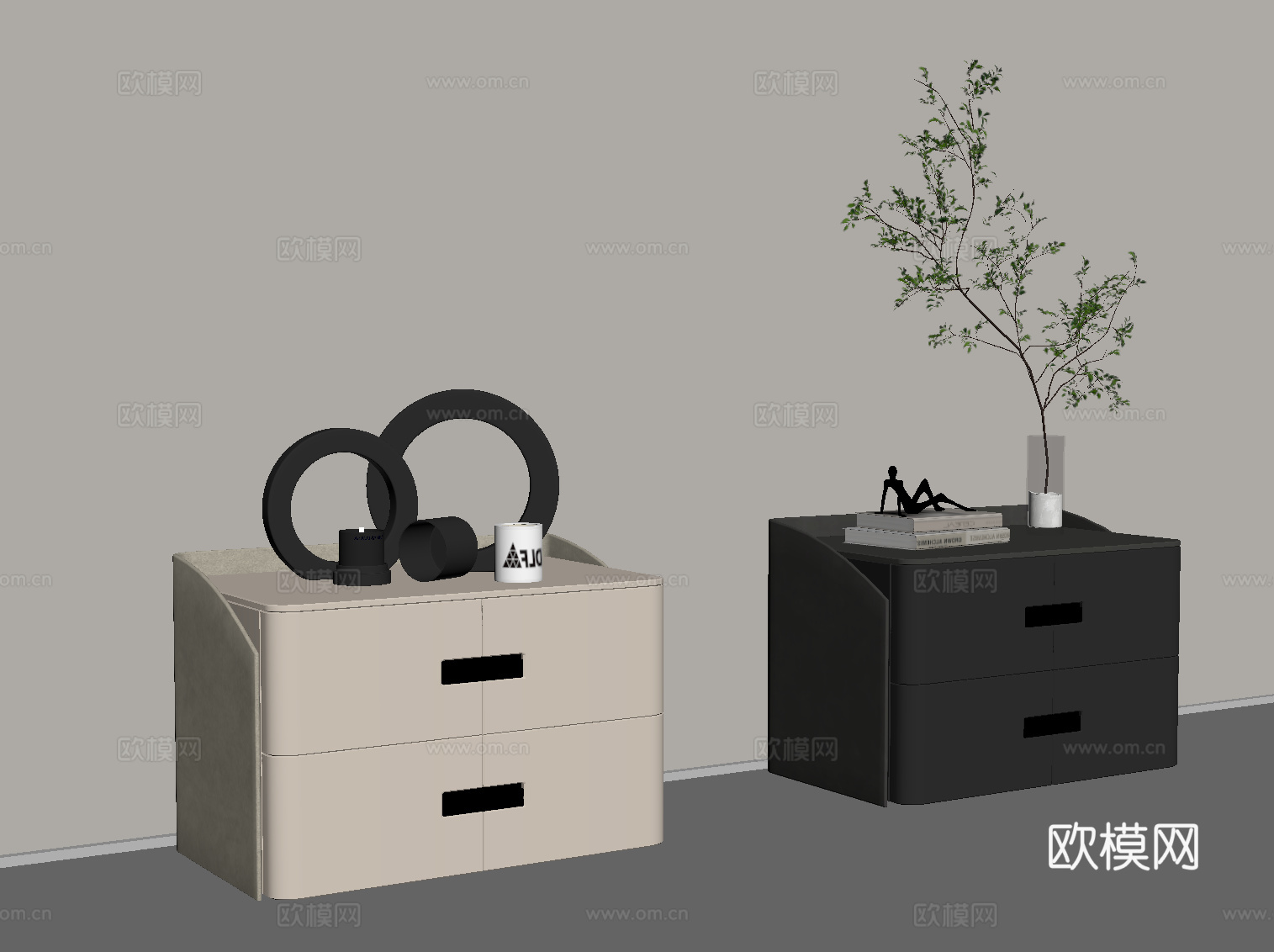 现代床头柜su模型