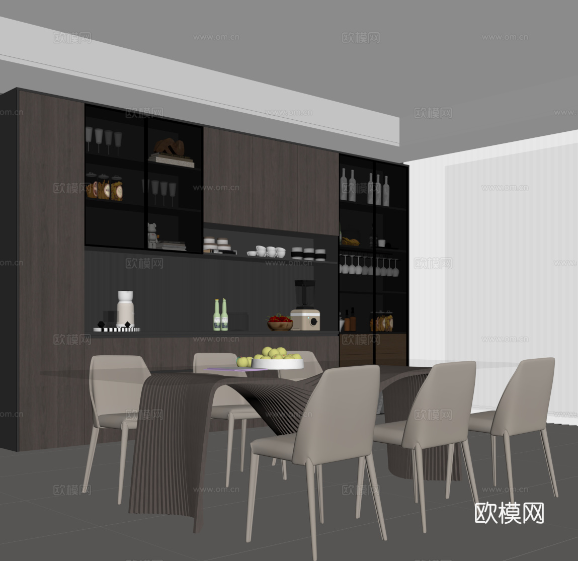 意式餐厅su模型