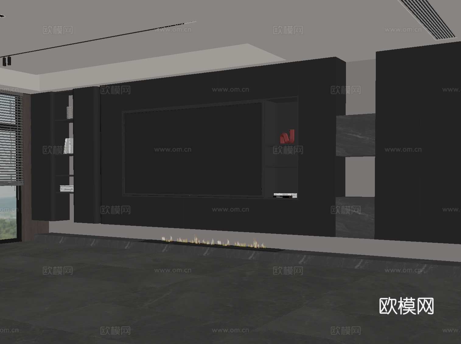 现代背景墙 电视背景墙su模型