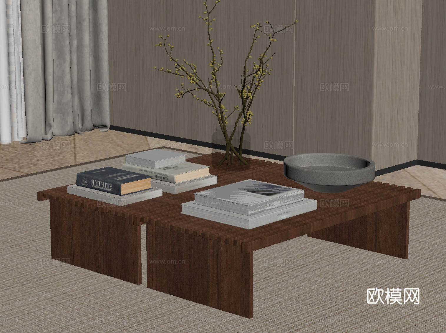 中古风茶几su模型su模型
