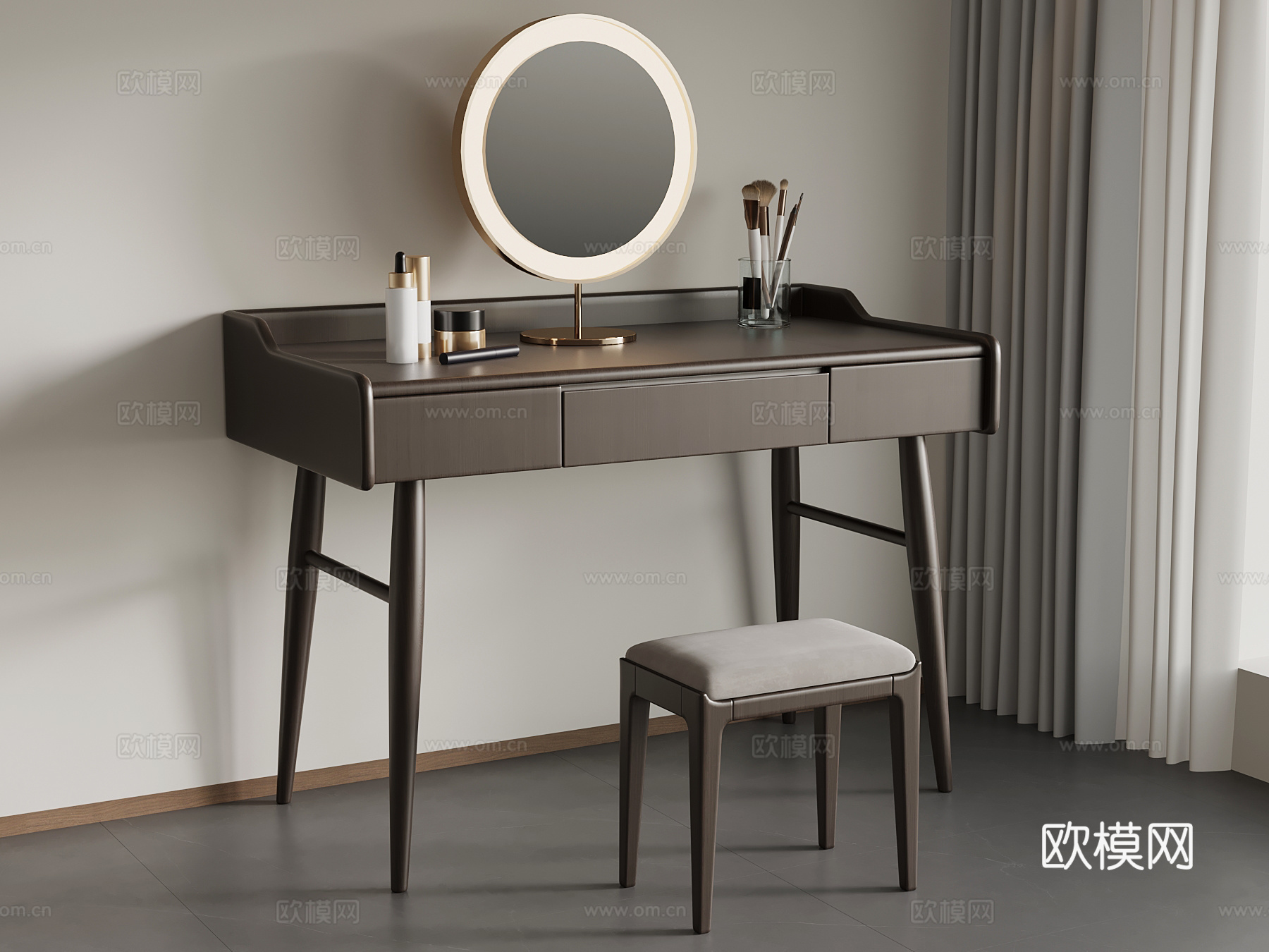 新中式梳妆台su模型