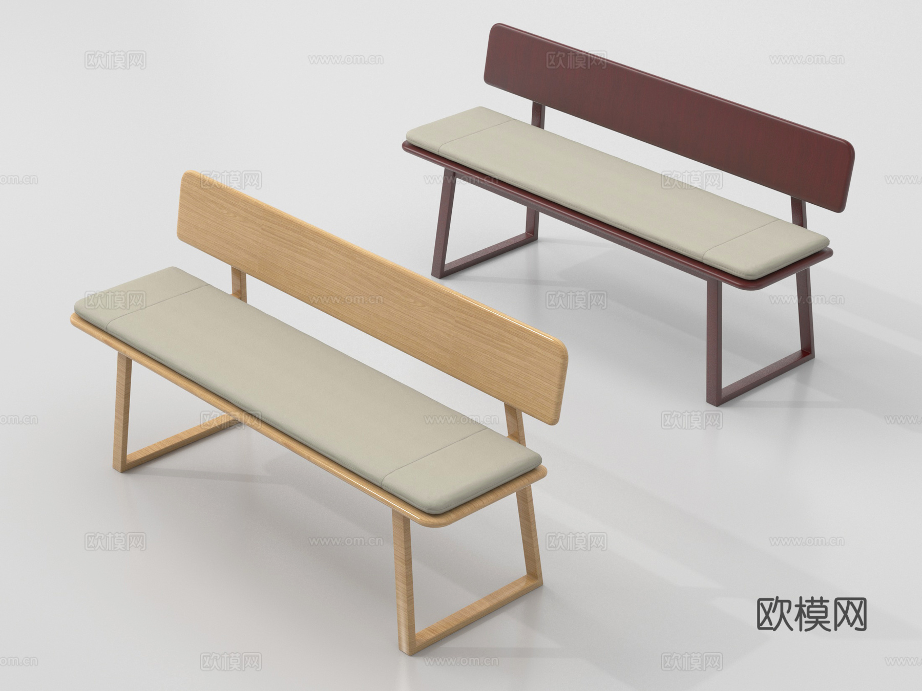 现代公共座椅 休闲长椅su模型