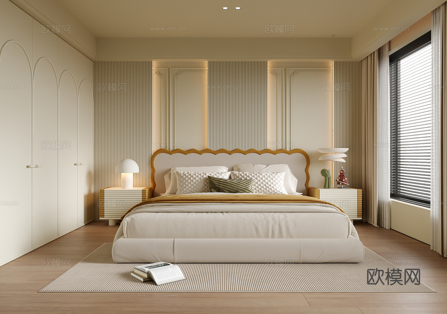 现代卧室 双人床 儿童房su模型