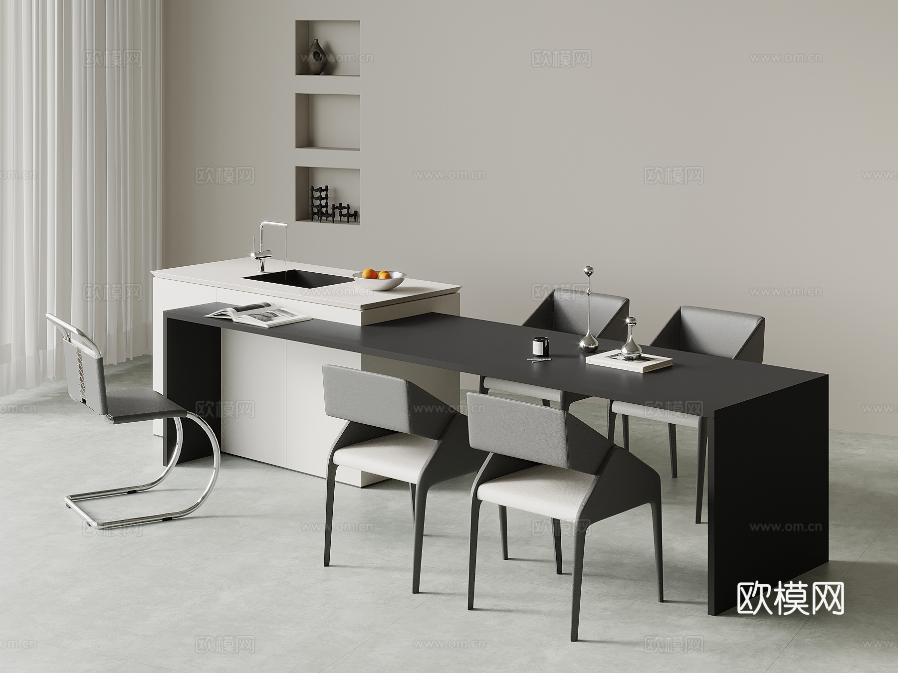 现代岛台su模型